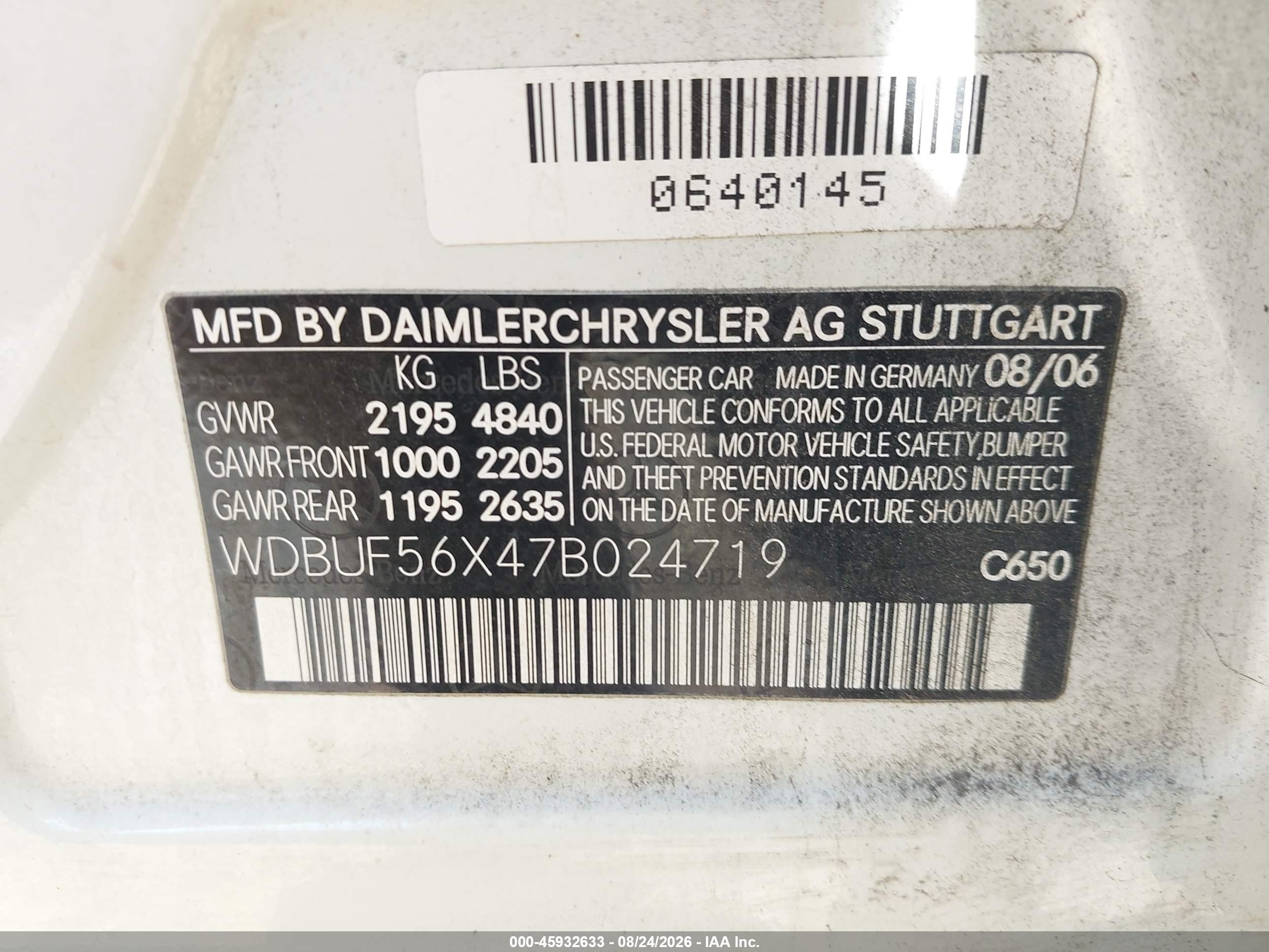 2007 Mercedes-benz E 350 White vin: WDBUF56X47B024719