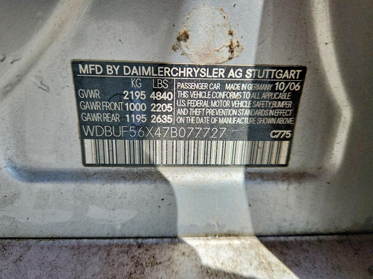 2007 Mercedes-benz E 350 Silver vin: WDBUF56X47B077727