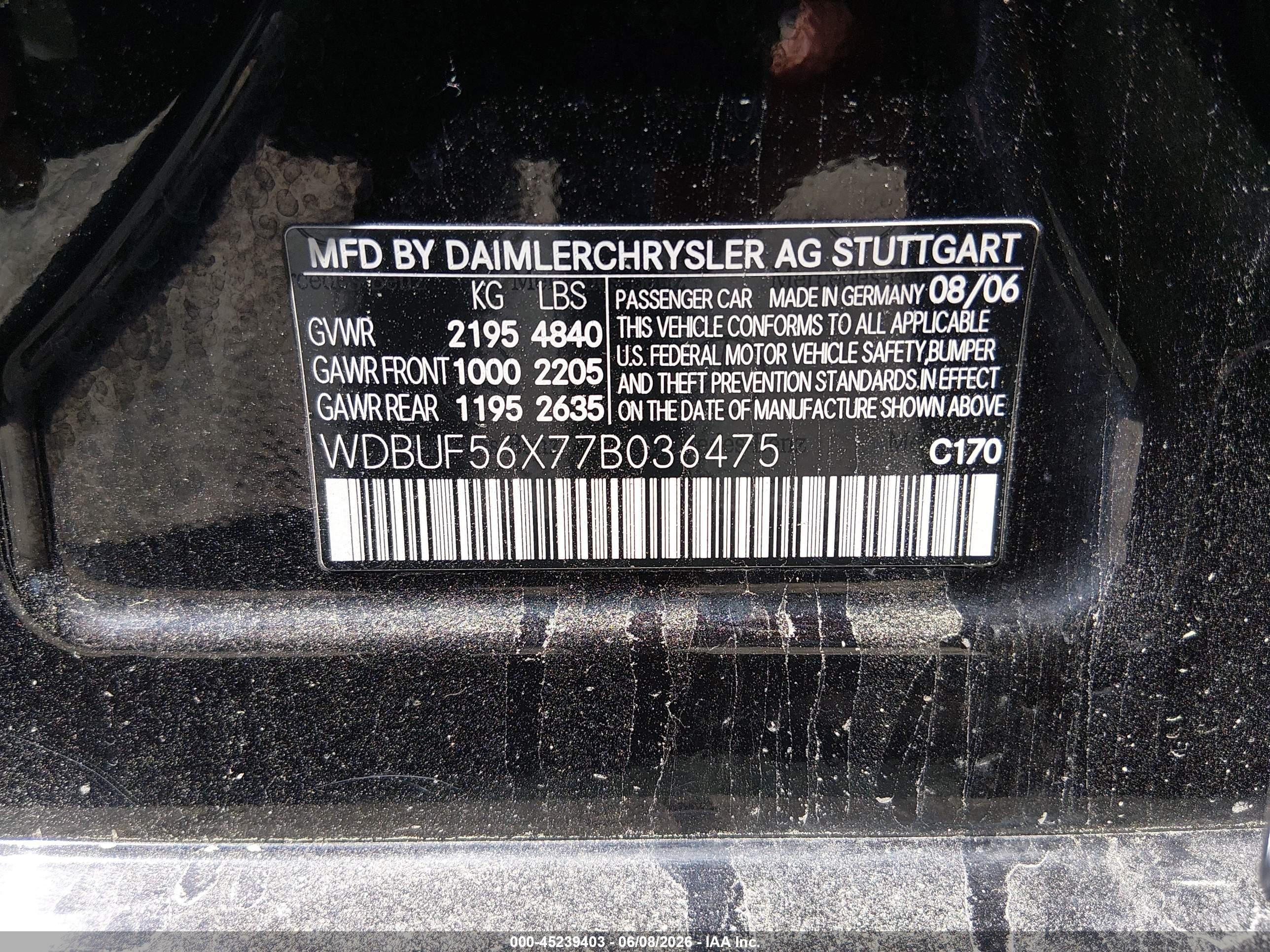 2007 Mercedes-benz E 350   Black vin: WDBUF56X77B036475