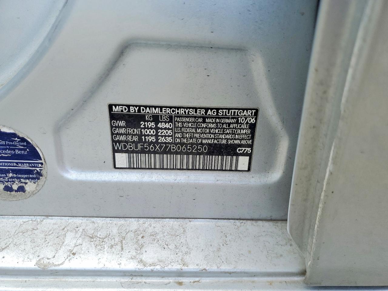 2007 Mercedes-benz E 350 Silver vin: WDBUF56X77B065250