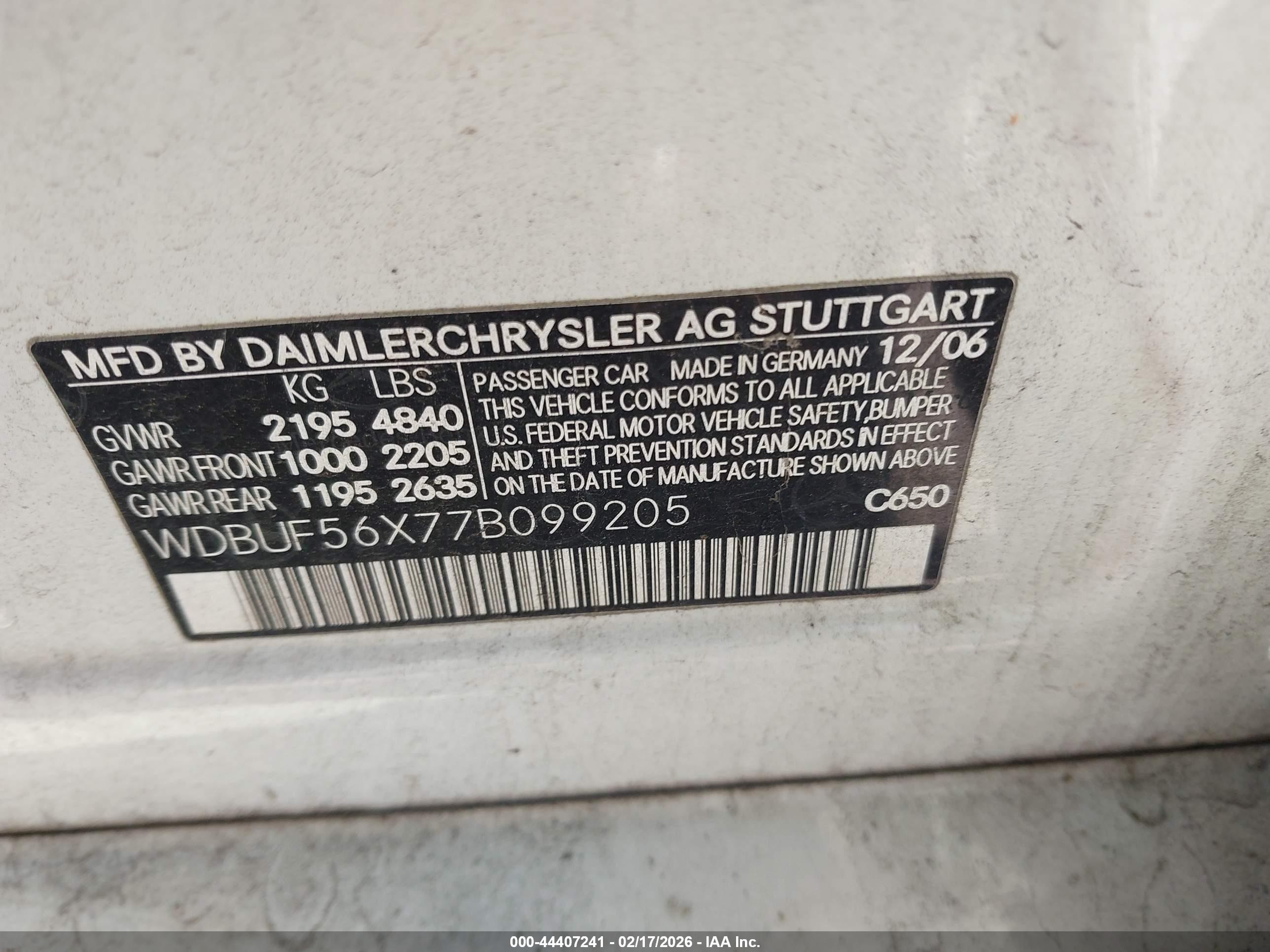 2007 Mercedes-benz E 350   Белый vin: WDBUF56X77B099205