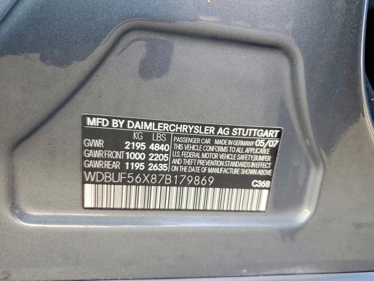 2007 Mercedes-benz E 350 Gray vin: WDBUF56X87B179869