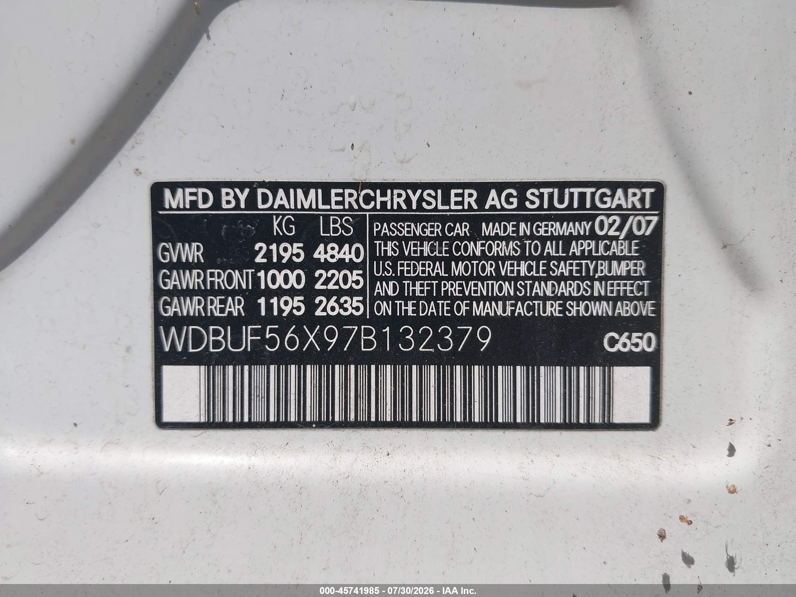 2007 Mercedes-benz E 350   White vin: WDBUF56X97B132379