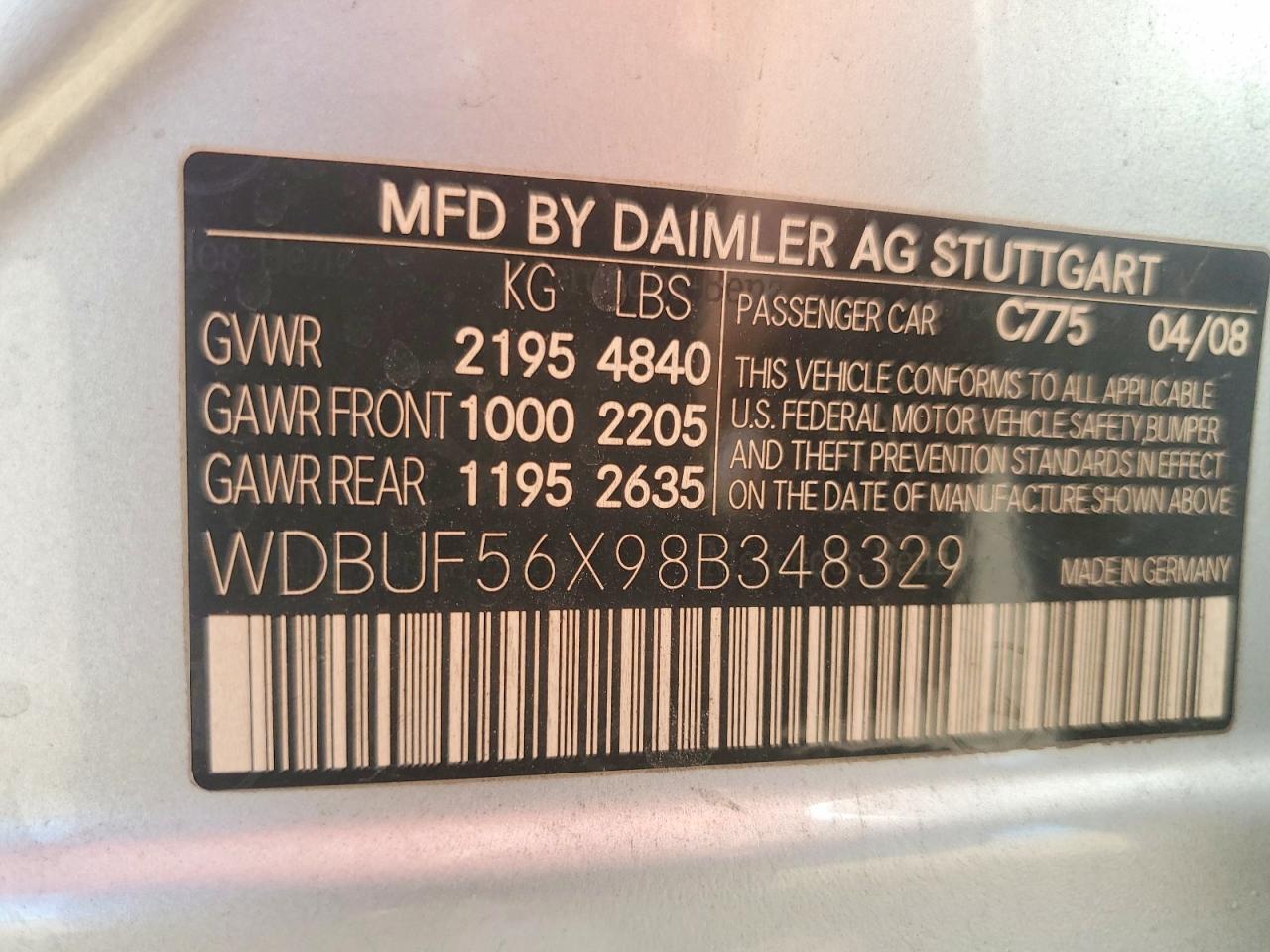 2008 Mercedes-benz E 350 Silver vin: WDBUF56X98B348329