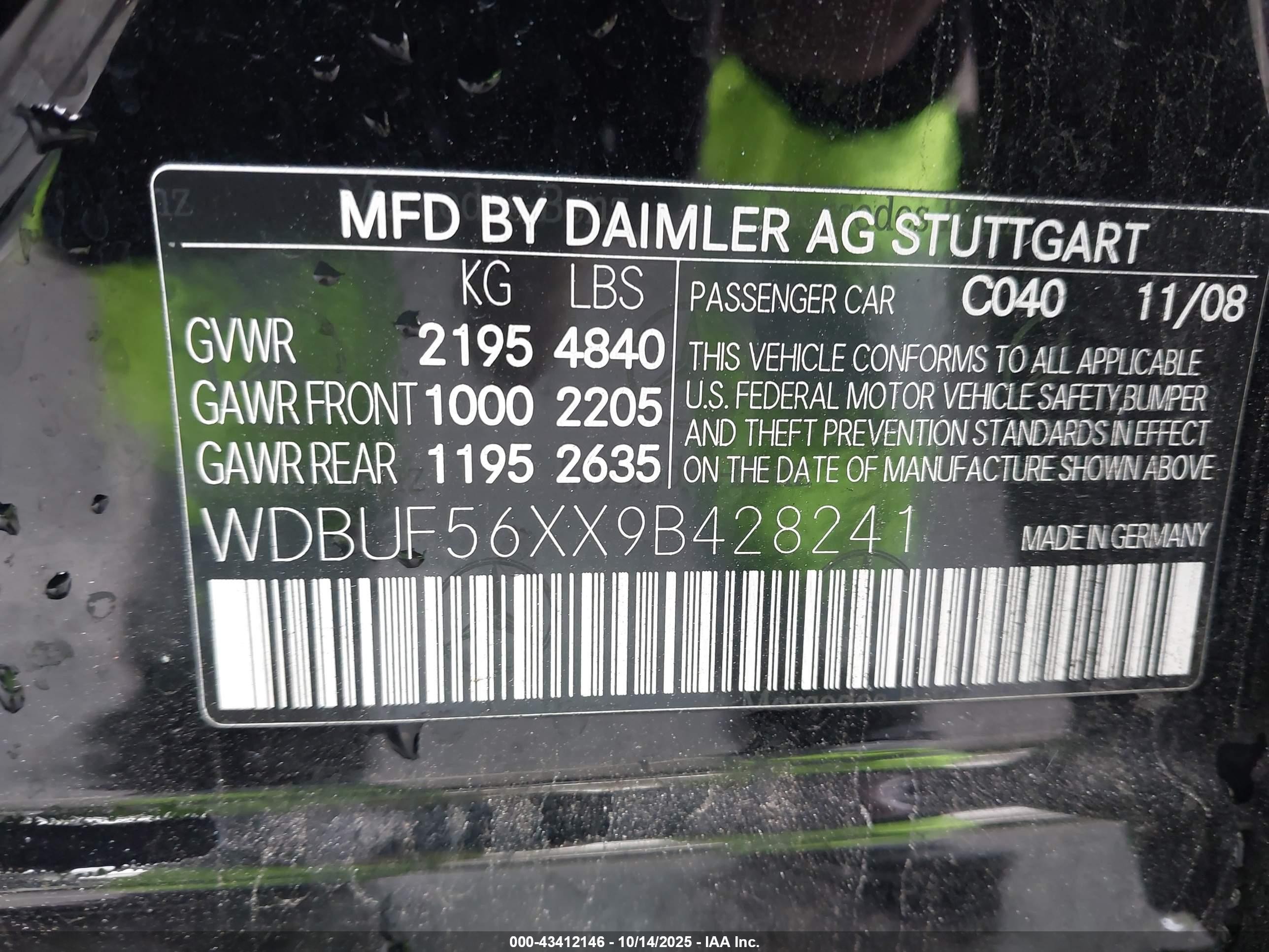 2009 Mercedes-benz E 350   Черный vin: WDBUF56XX9B428241
