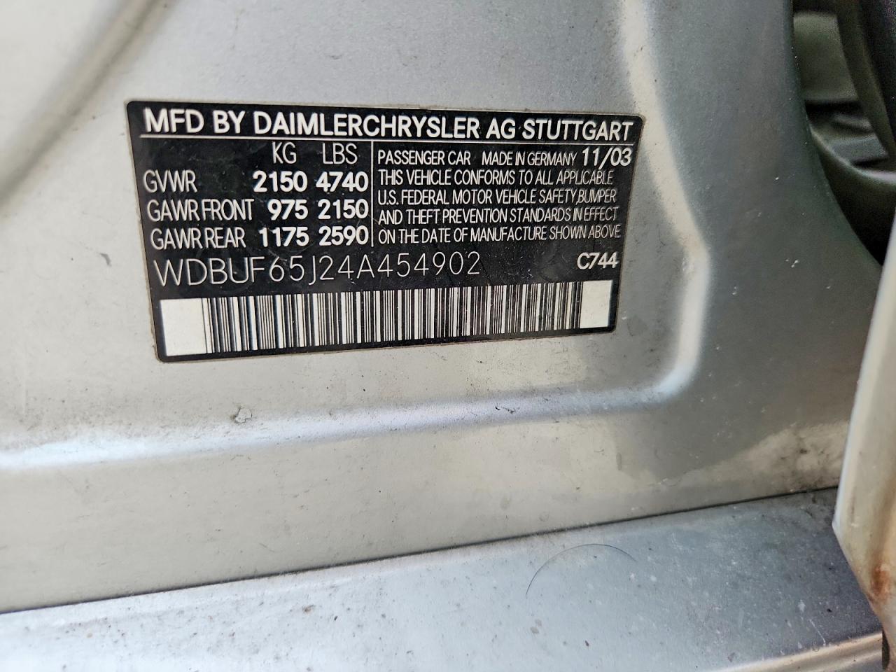 2004 Mercedes-benz E 320 Silver vin: WDBUF65J24A454902