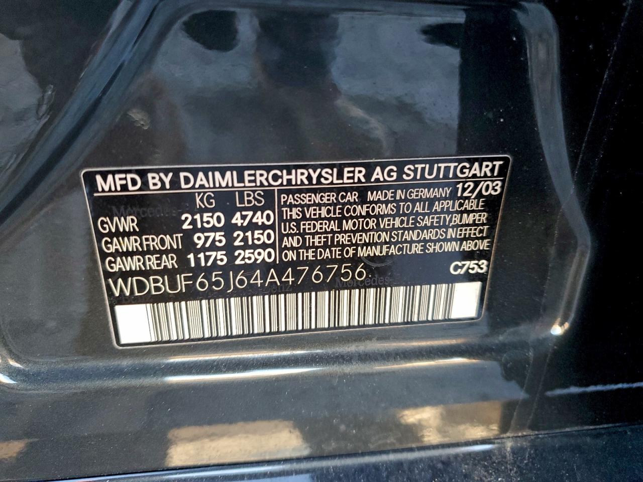 2004 Mercedes-benz E 320 Серый vin: WDBUF65J64A476756
