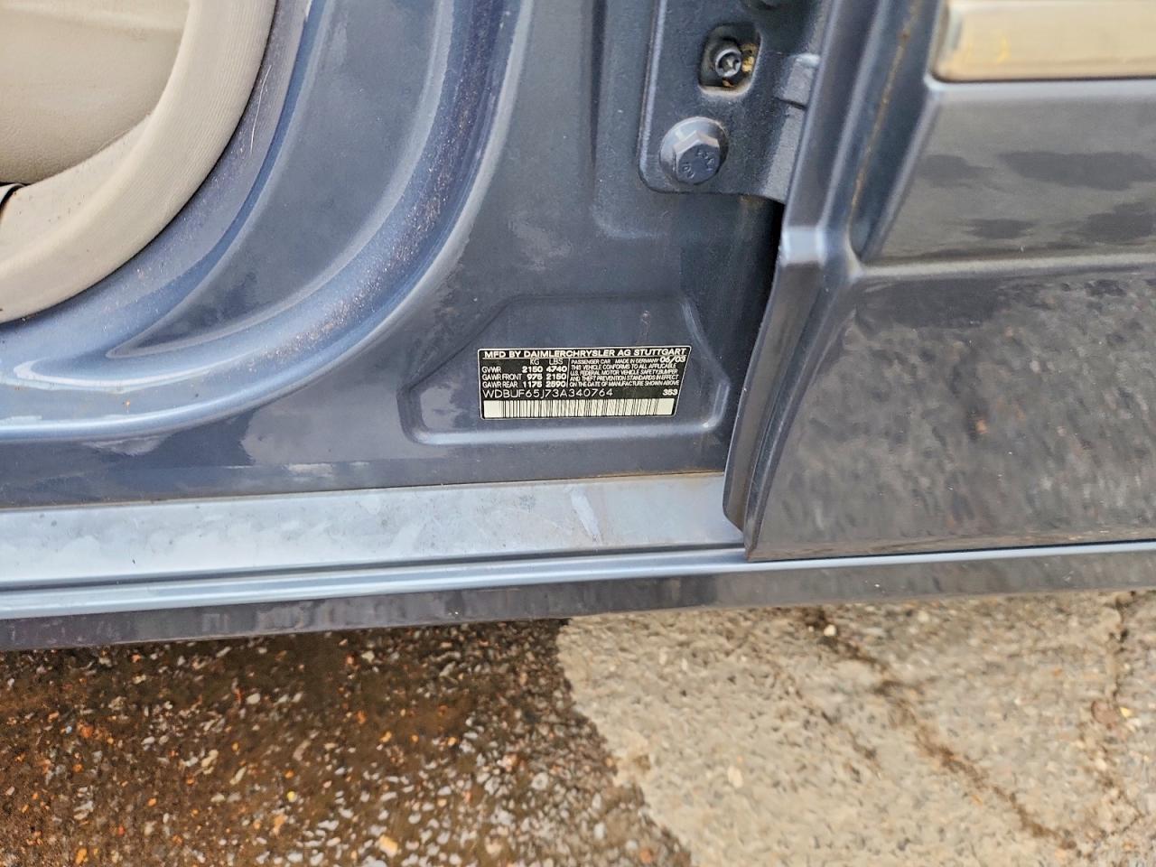 2003 Mercedes-benz E 320 Blue vin: WDBUF65J73A340764