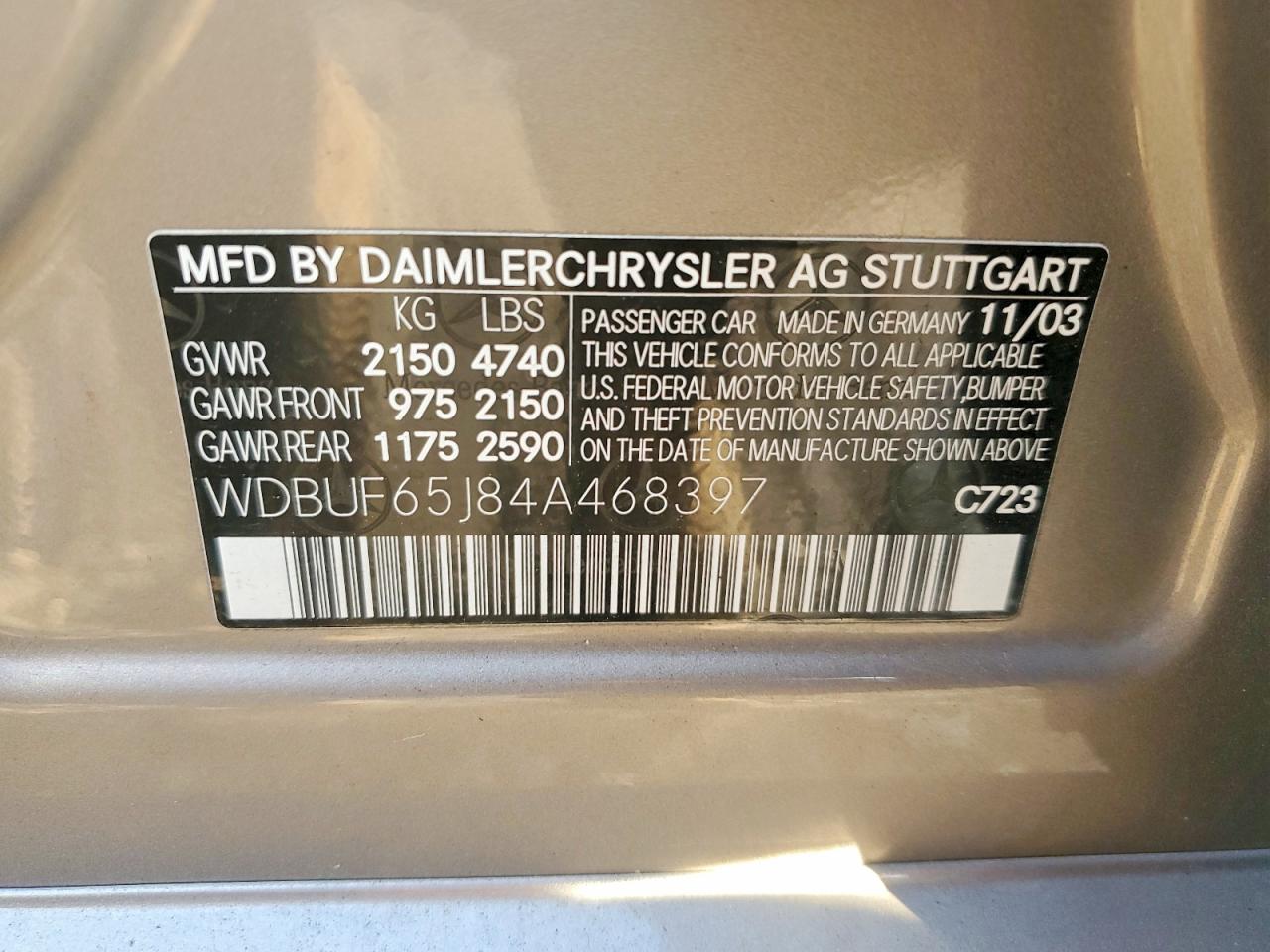 2004 Mercedes-benz E 320 Gray vin: WDBUF65J84A468397