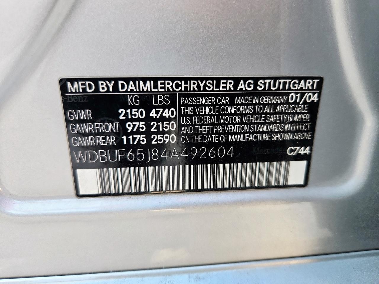 2004 Mercedes-benz E 320 Silver vin: WDBUF65J84A492604