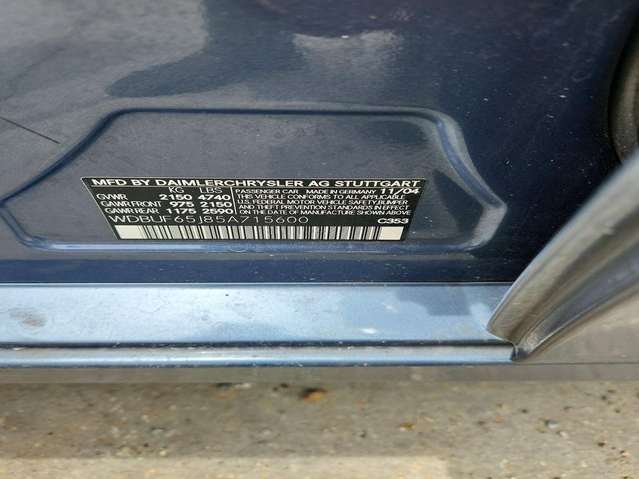 2005 Mercedes-benz E 320 Blue vin: WDBUF65J85A715600