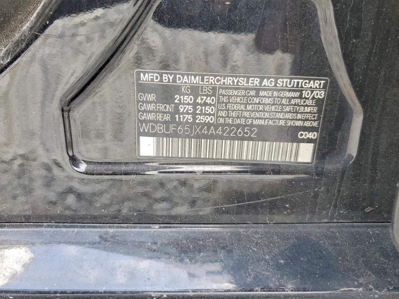 2004 Mercedes-benz E 320 Black vin: WDBUF65JX4A422652