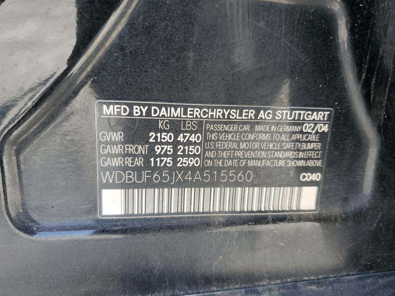 2004 Mercedes-benz E 320 Black vin: WDBUF65JX4A515560