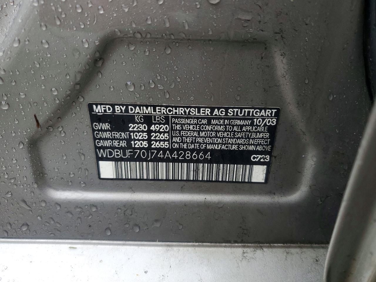 2004 Mercedes-benz E 500 Серебряный vin: WDBUF70J74A428664