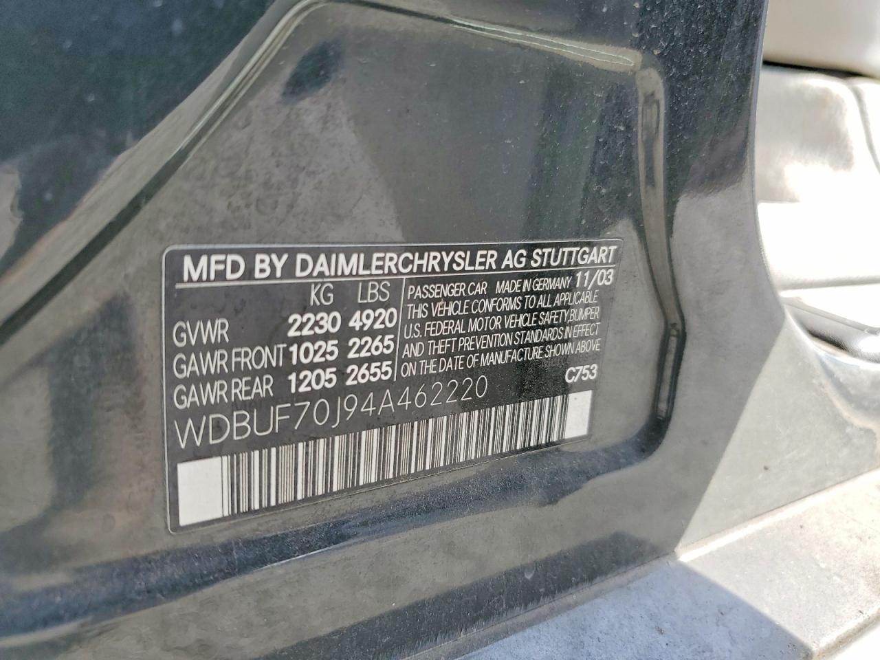 2004 Mercedes-benz E 500 Beige vin: WDBUF70J94A462220