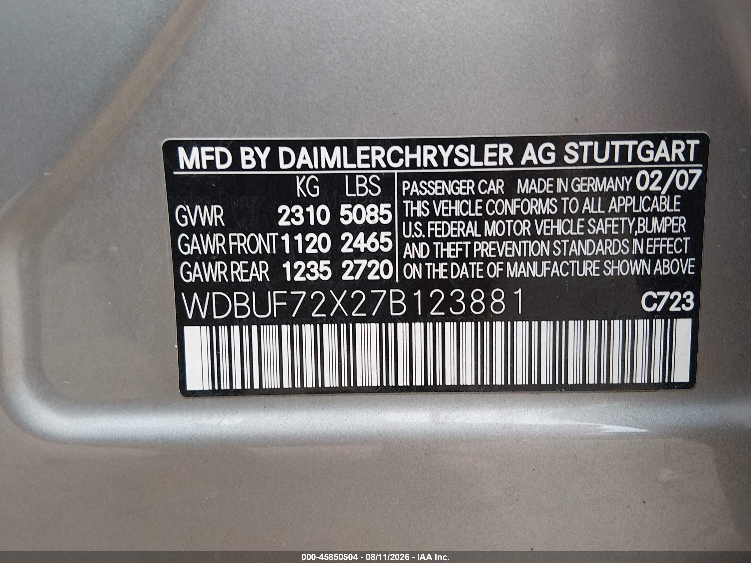 2007 Mercedes-benz E 550   Золотой vin: WDBUF72X27B123881