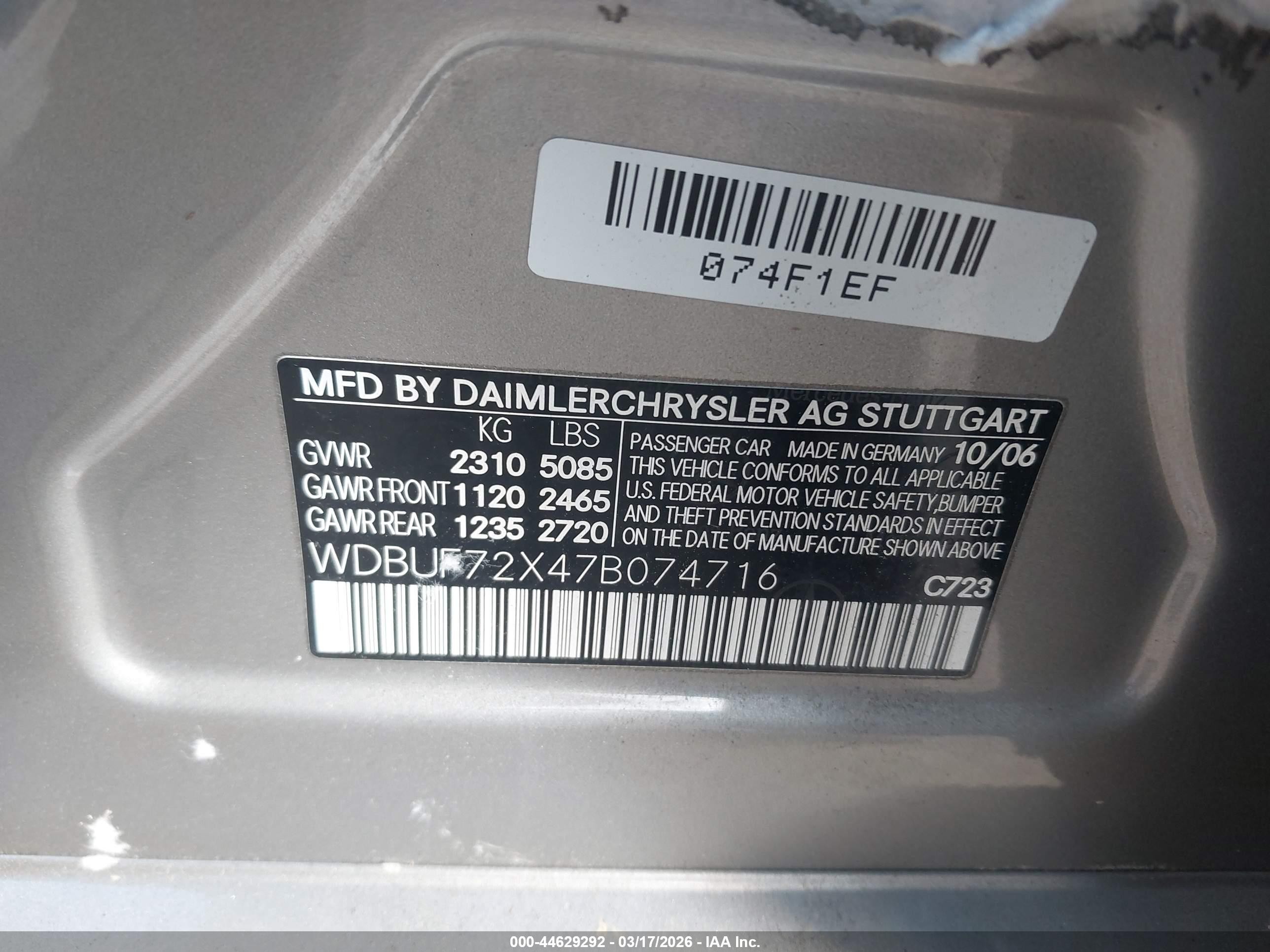 2007 Mercedes-benz E 550   Gray vin: WDBUF72X47B074716