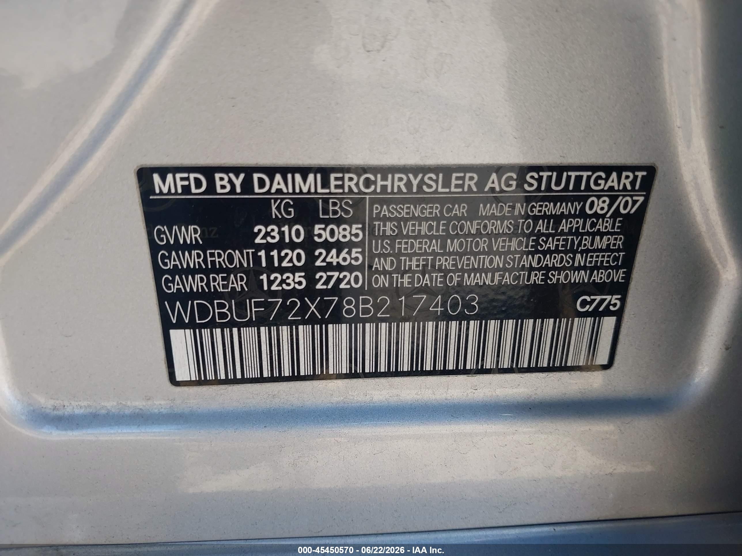 2008 Mercedes-benz E 550   Silver vin: WDBUF72X78B217403