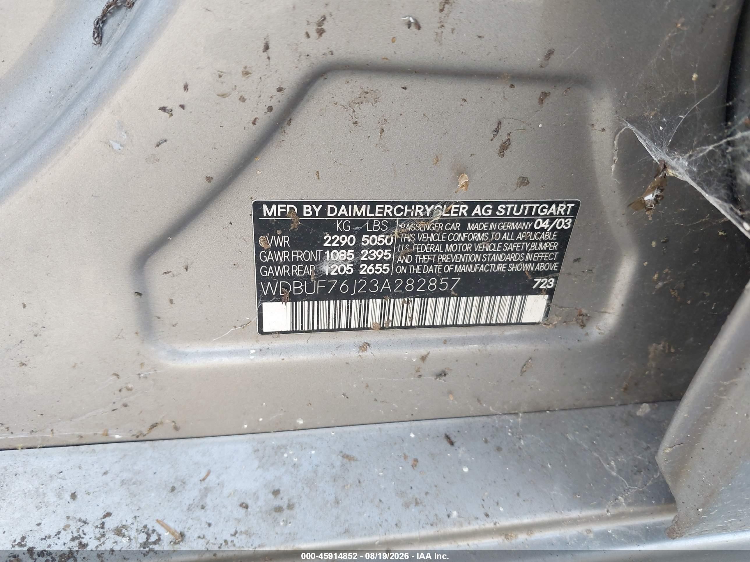 2003 Mercedes-benz E 55 Amg   Серебряный vin: WDBUF76J23A282857