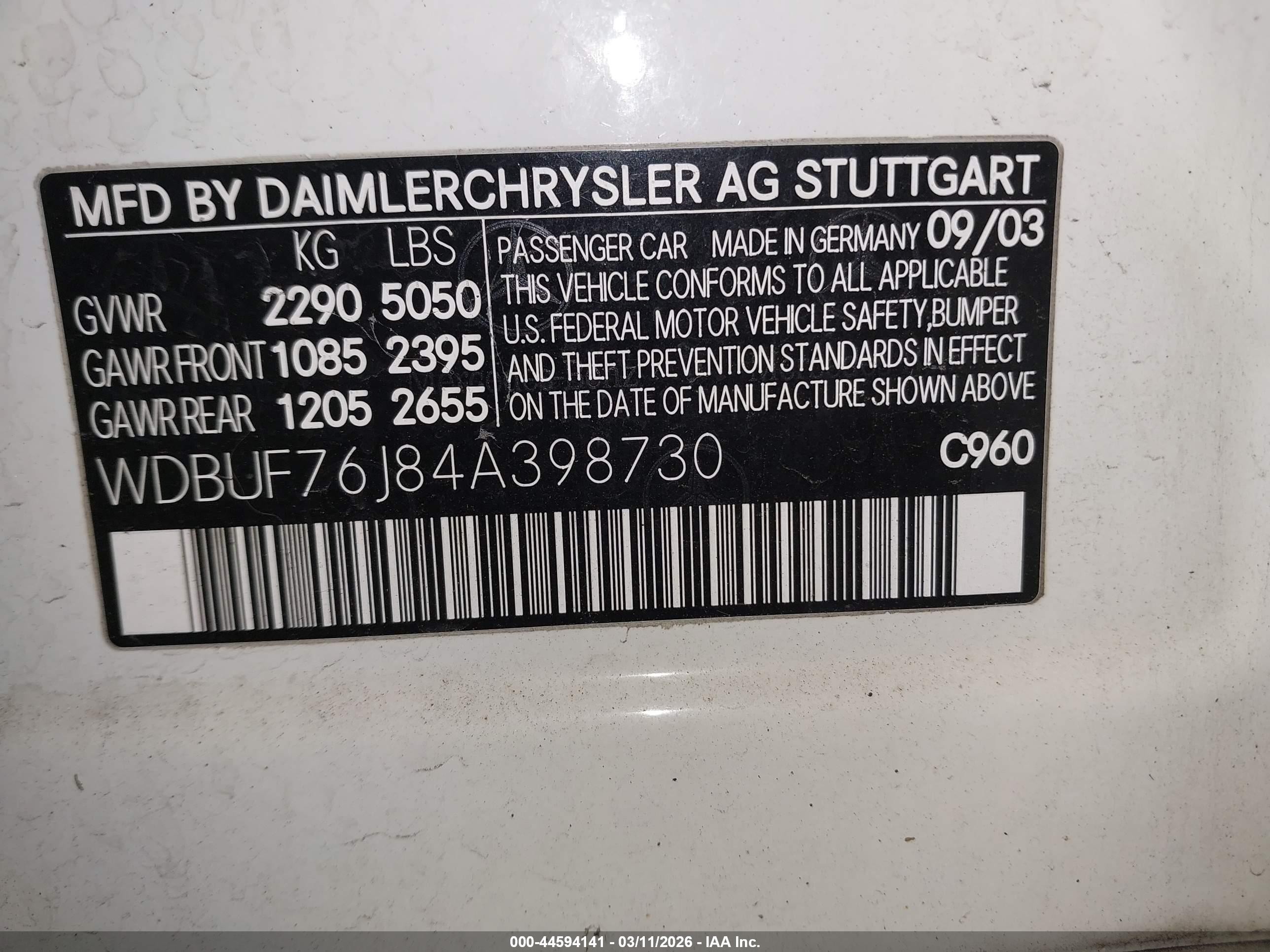 2004 Mercedes-benz E 55 Amg   White vin: WDBUF76J84A398730