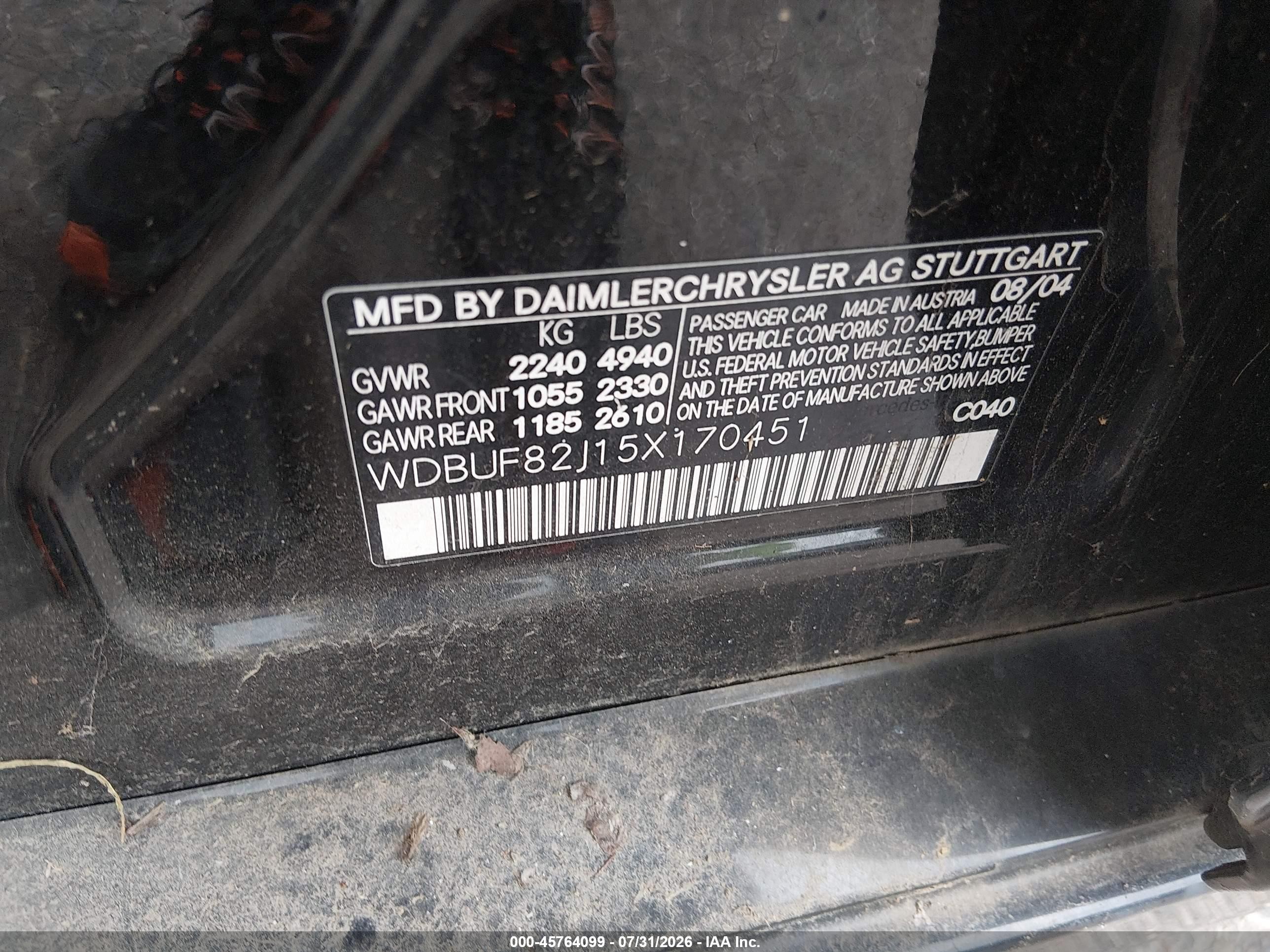 2005 Mercedes-benz E 320 4matic Black vin: WDBUF82J15X170451