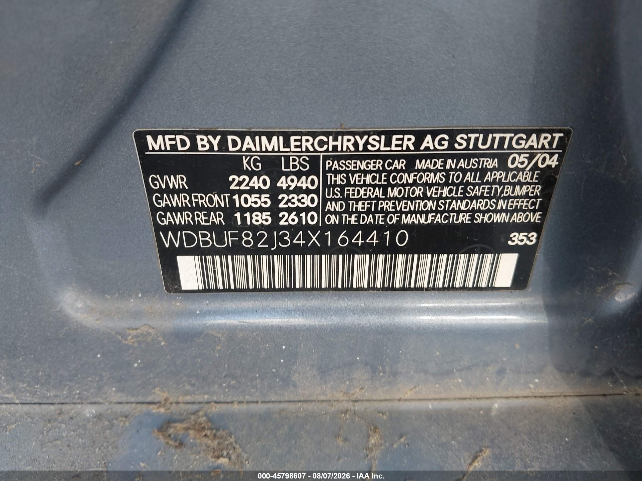 2004 Mercedes-benz E 320 4matic Blue vin: WDBUF82J34X164410