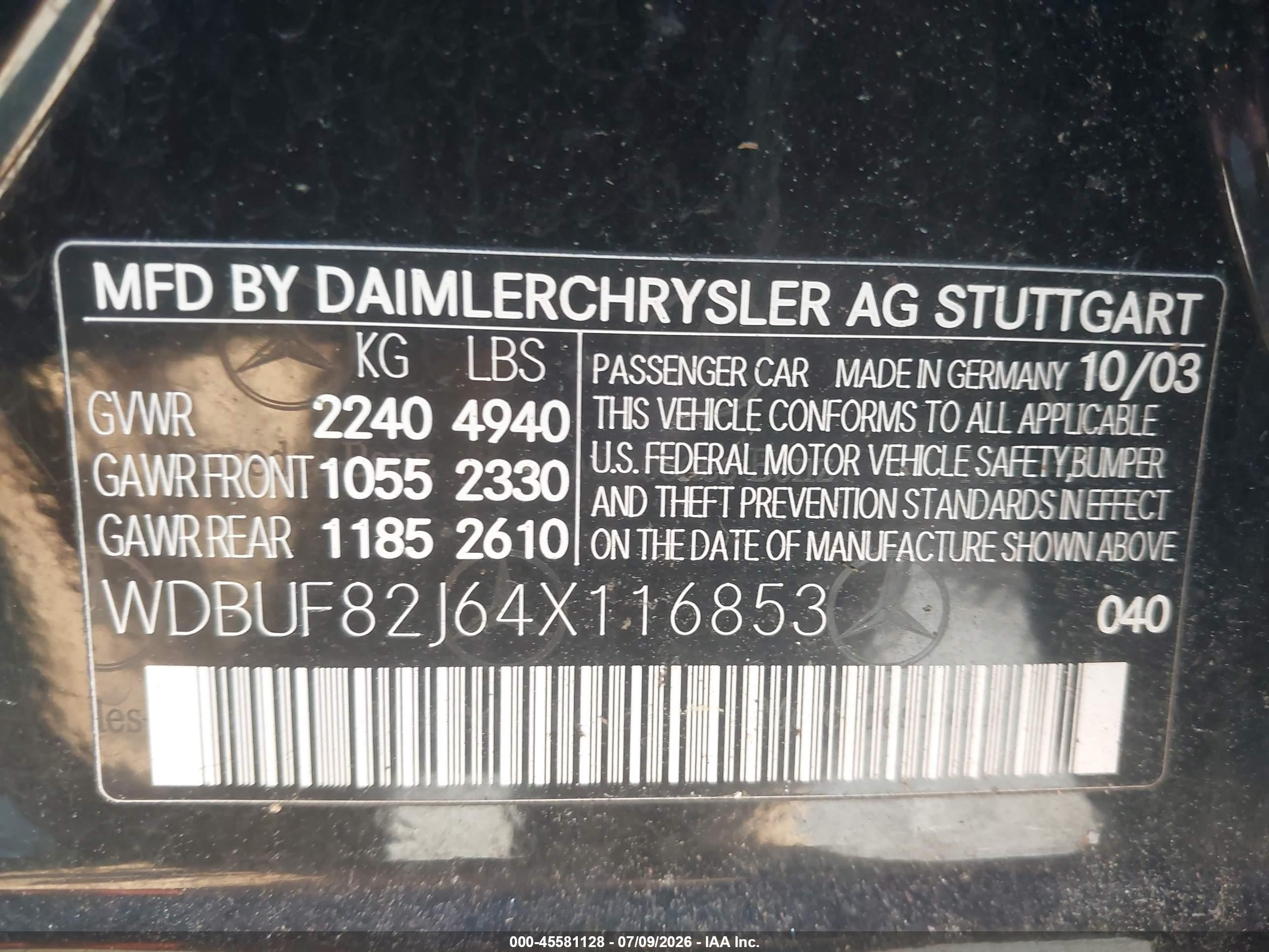 2004 Mercedes-benz E 320 4matic Black vin: WDBUF82J64X116853