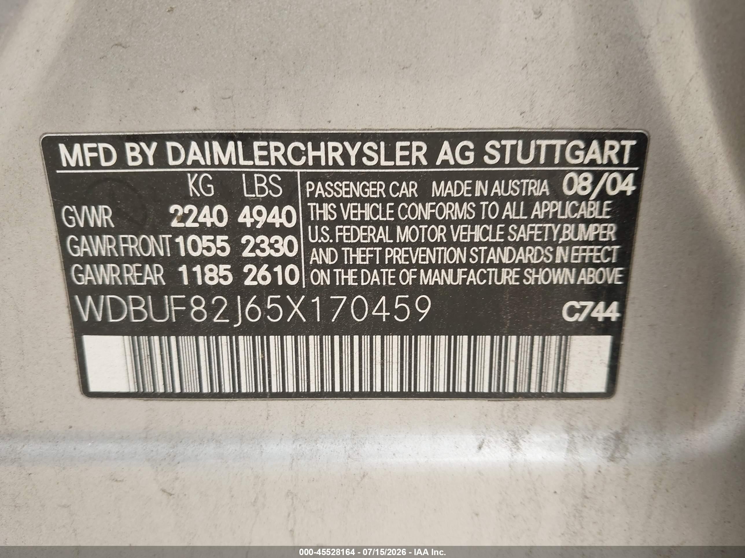 2005 Mercedes-benz E 320 4matic Silver vin: WDBUF82J65X170459