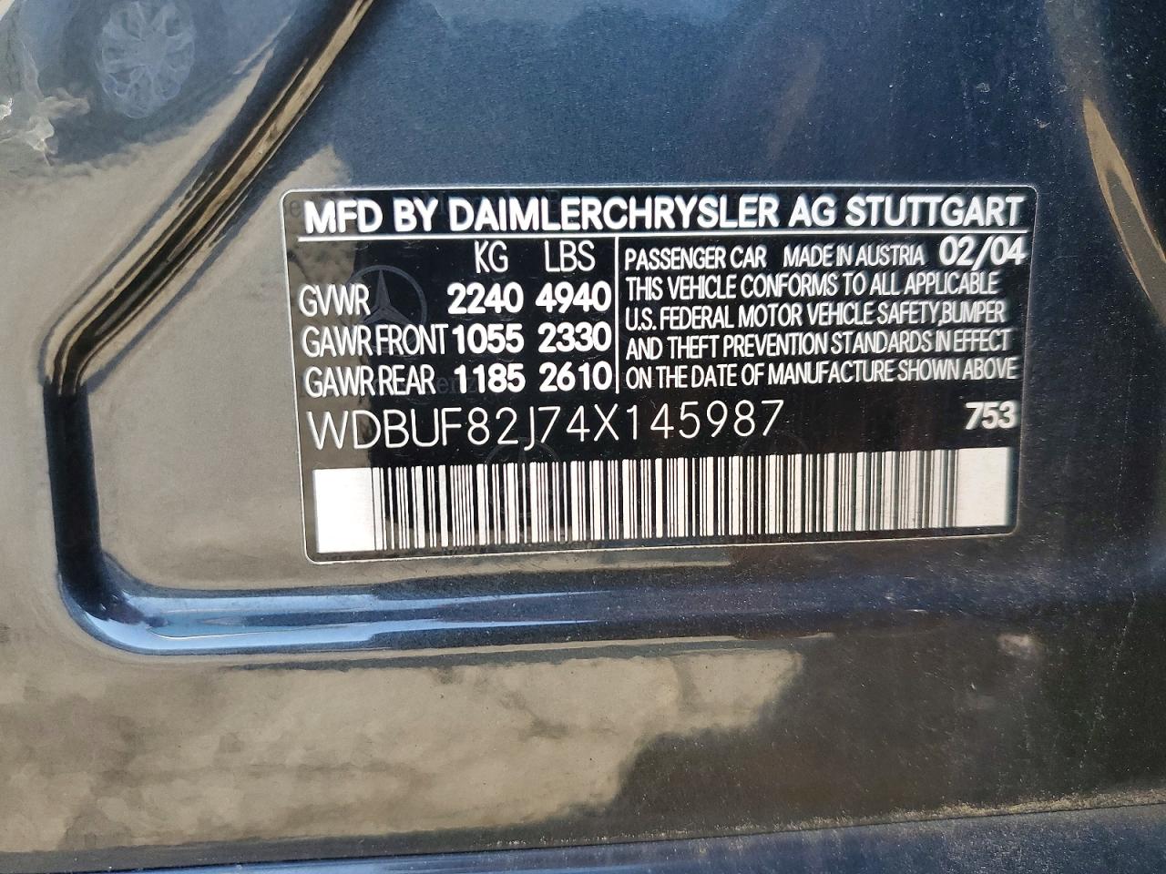 2004 Mercedes-benz E 320 4matic Gray vin: WDBUF82J74X145987