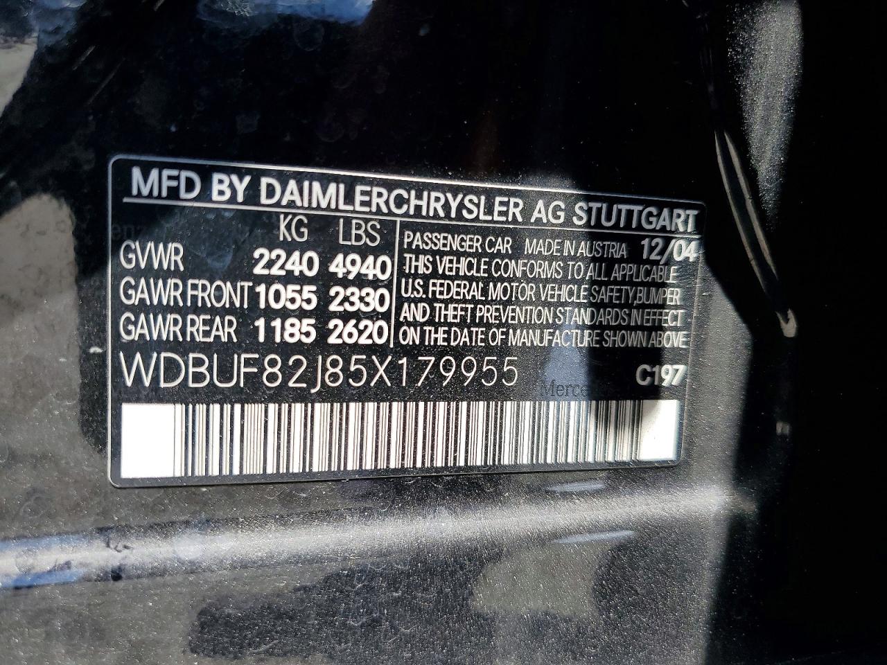 2005 Mercedes-benz E-class E320 Черный vin: WDBUF82J85X179955