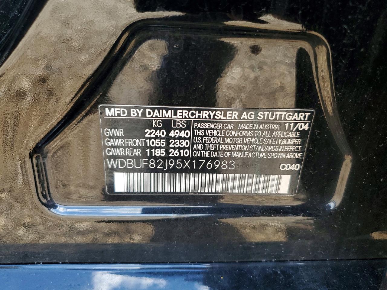 2005 Mercedes-benz E 320 4matic Black vin: WDBUF82J95X176983