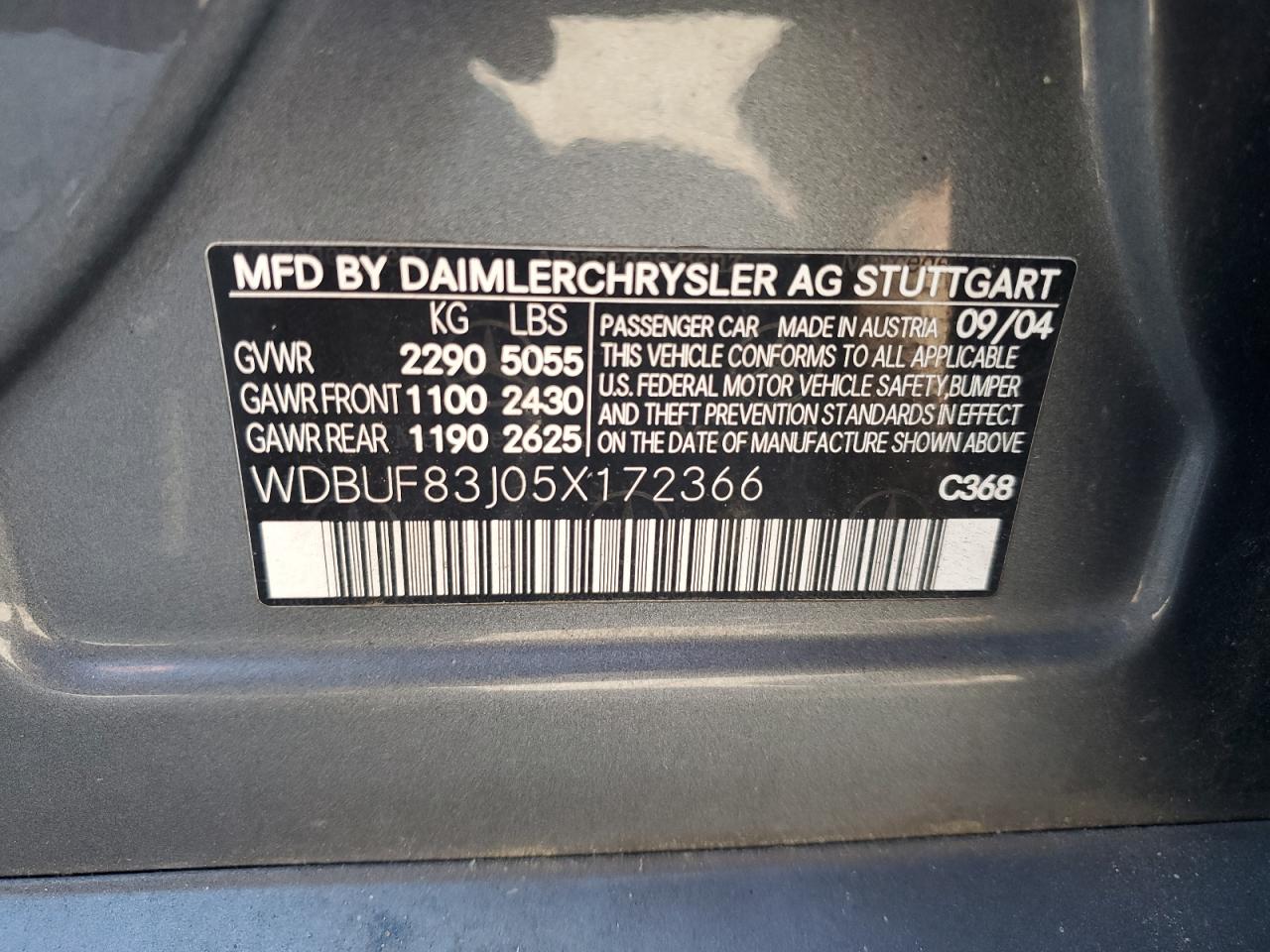 2005 Mercedes-benz E 500 4matic Gray vin: WDBUF83J05X172366