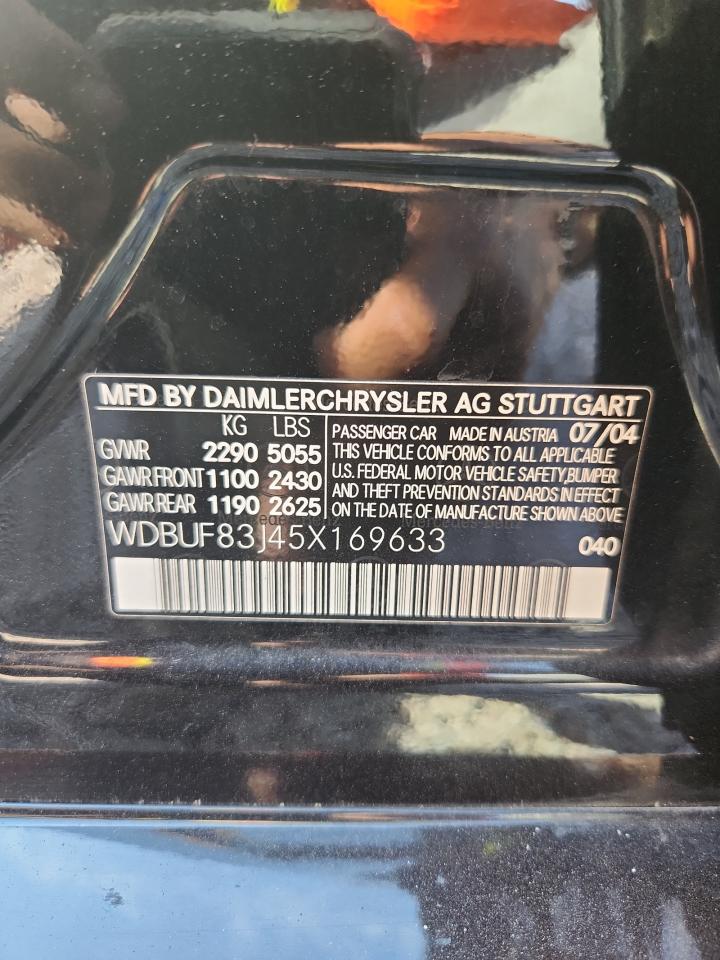2005 Mercedes-benz E 500 4matic Black vin: WDBUF83J45X169633