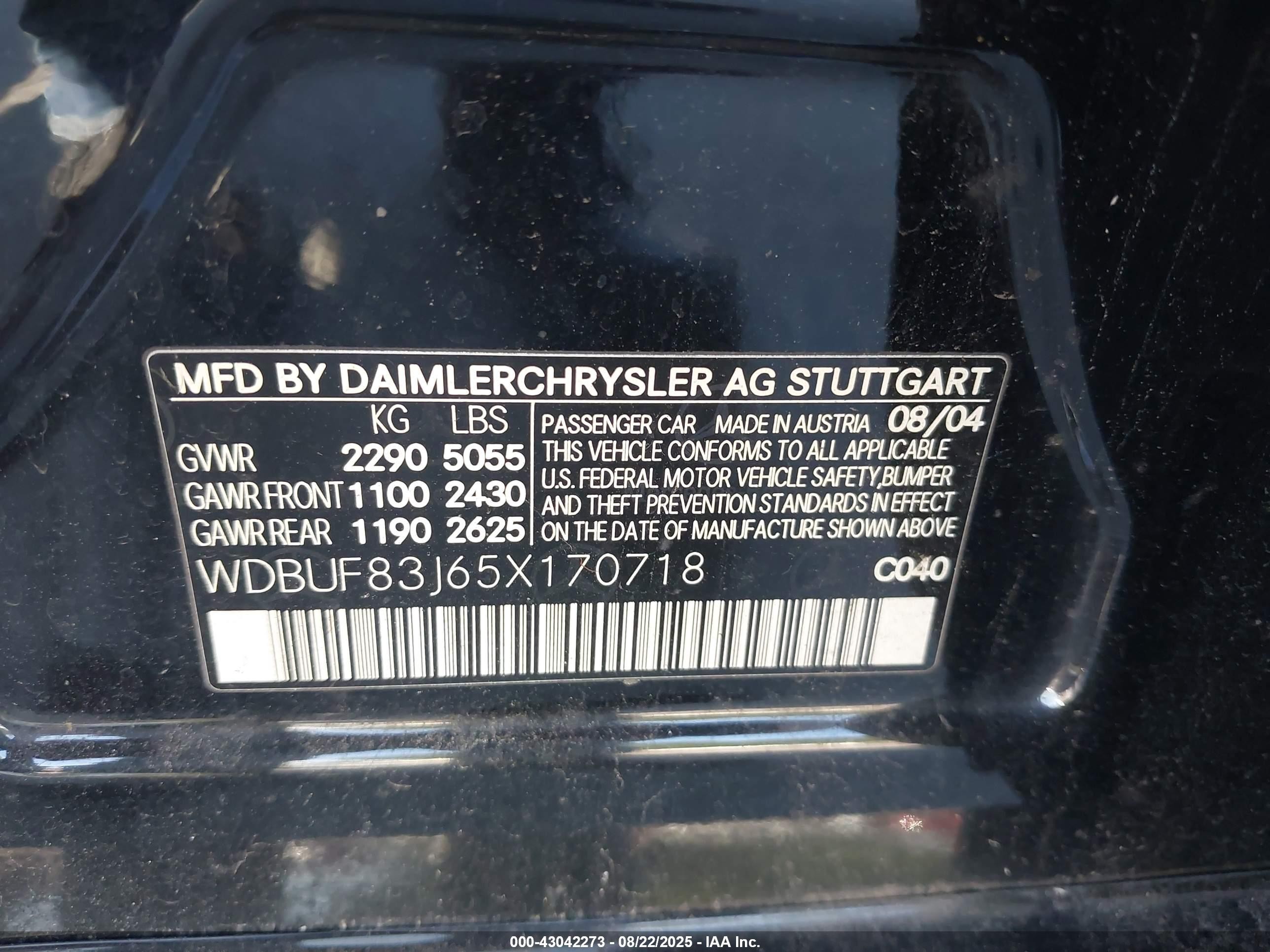 2005 Mercedes-benz E 500 4matic Black vin: WDBUF83J65X170718