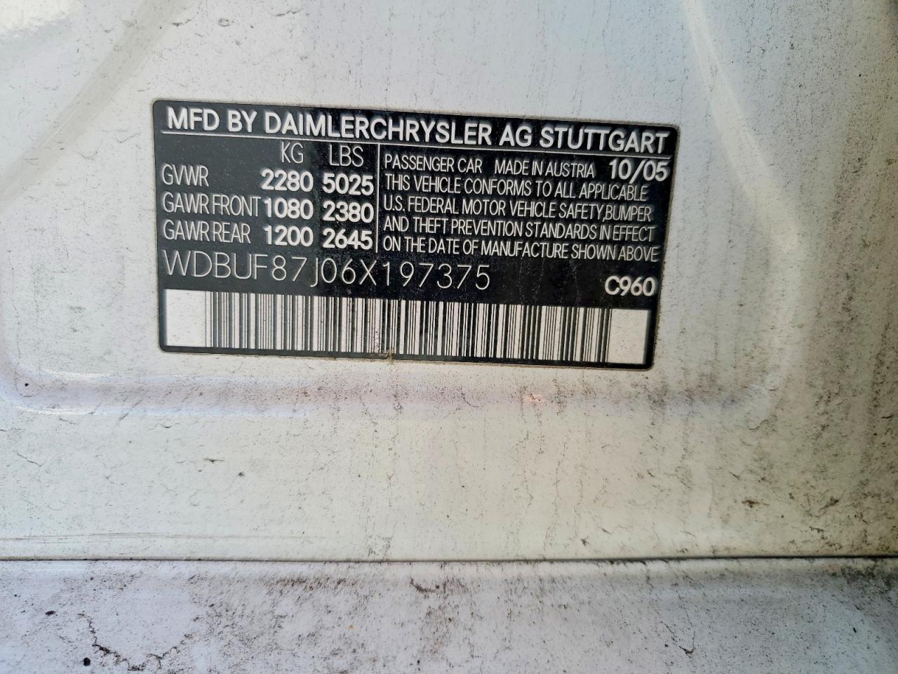 2006 Mercedes-benz E 350 4matic White vin: WDBUF87J06X197375