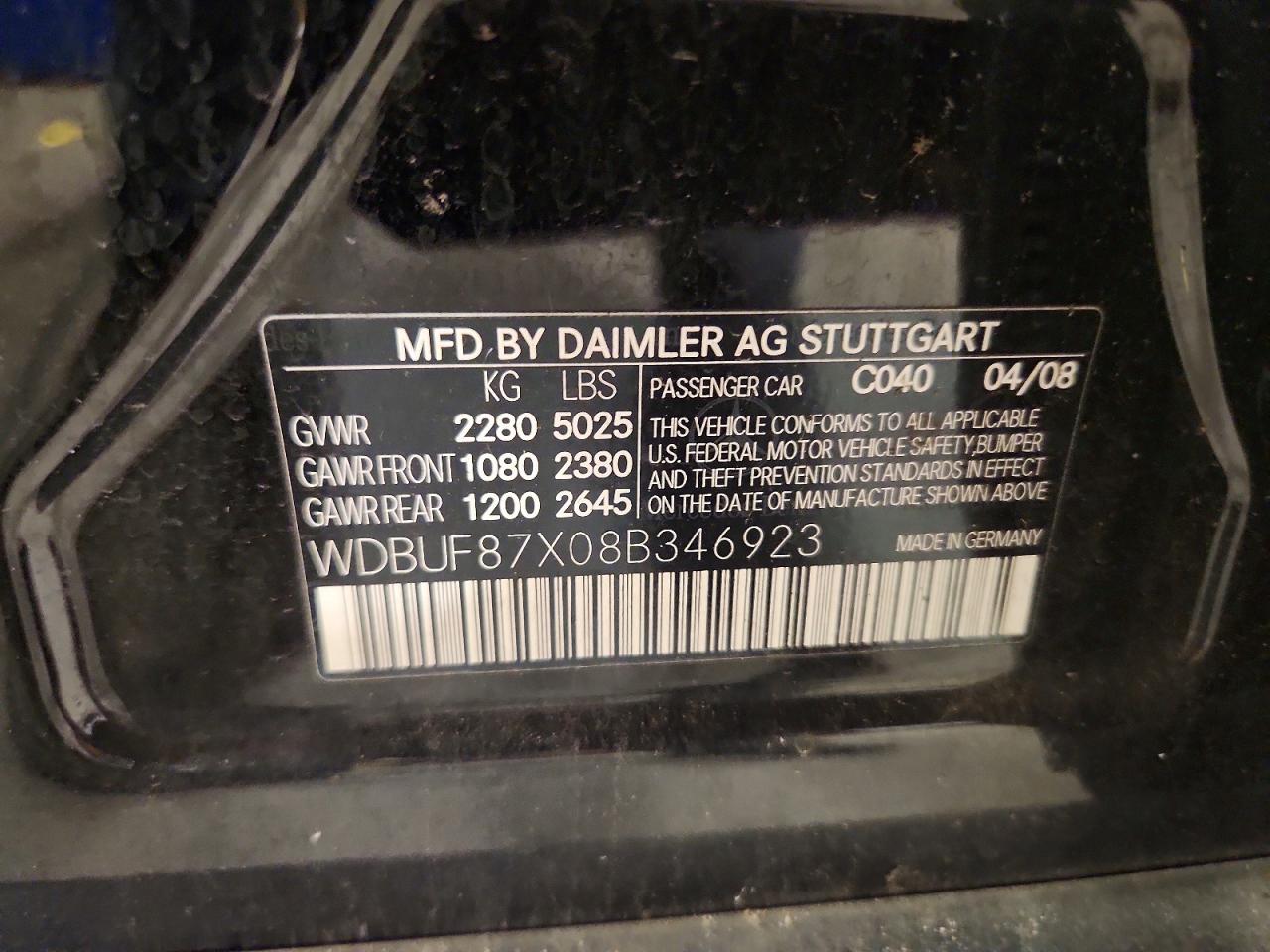 2008 Mercedes-benz E 350 4matic Черный vin: WDBUF87X08B346923