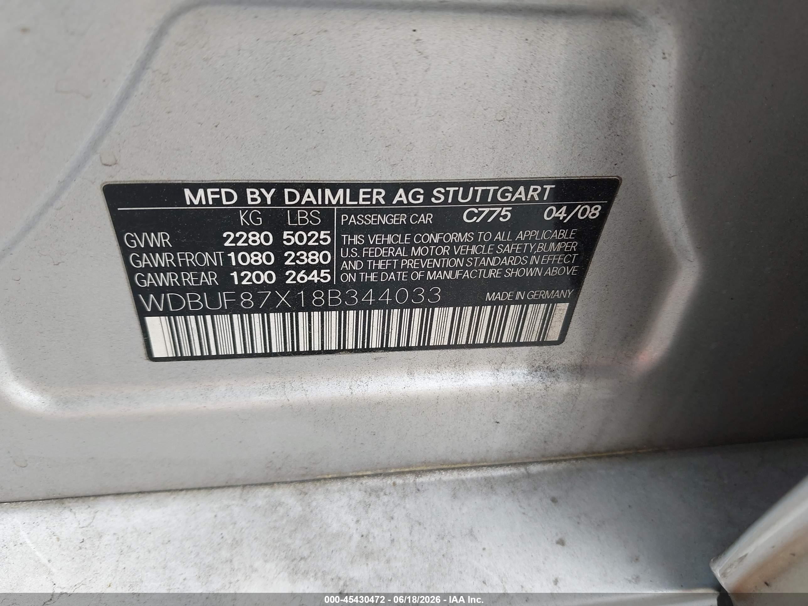 2008 Mercedes-benz E 350 4matic Silver vin: WDBUF87X18B344033