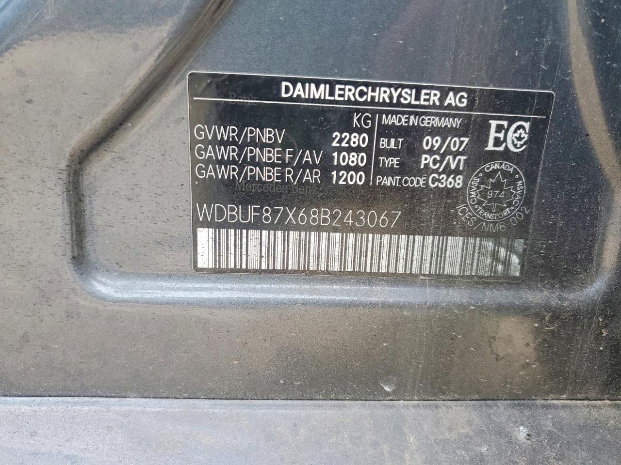 2008 Mercedes-benz E 350 4matic Gray vin: WDBUF87X68B243067