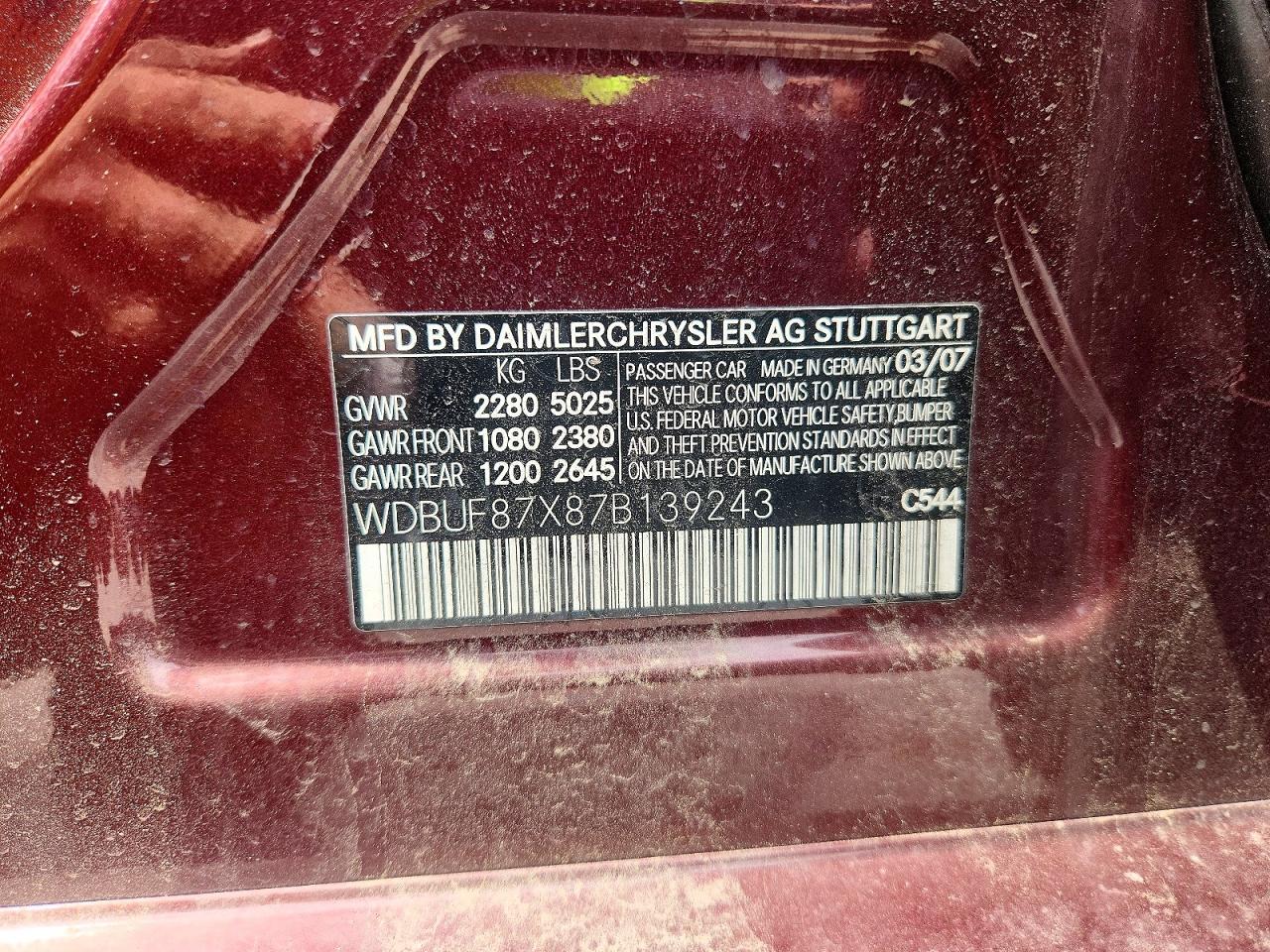 2007 Mercedes-benz E 350 4matic Maroon vin: WDBUF87X87B139243