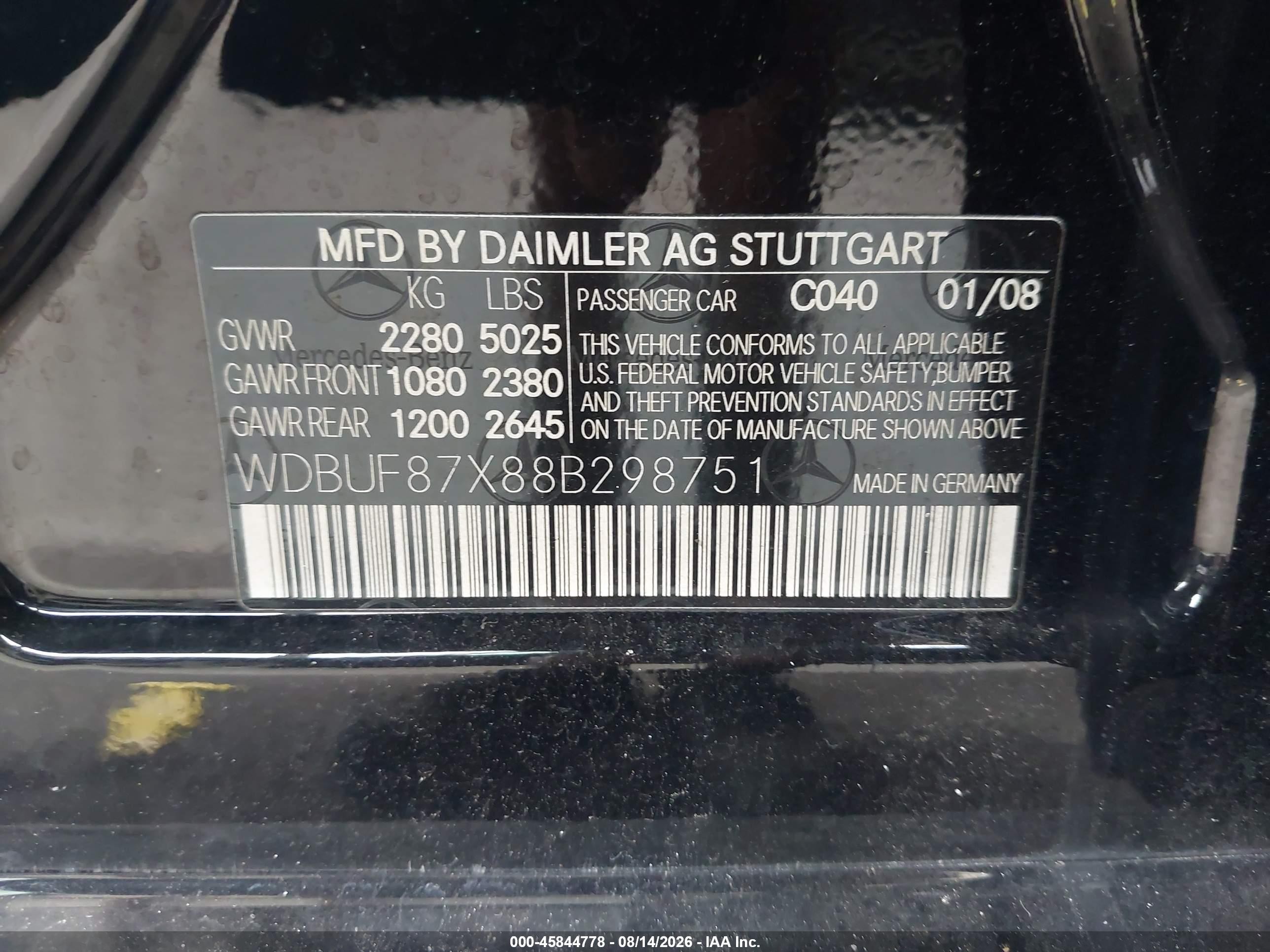 2008 Mercedes-benz E 350 4matic Black vin: WDBUF87X88B298751
