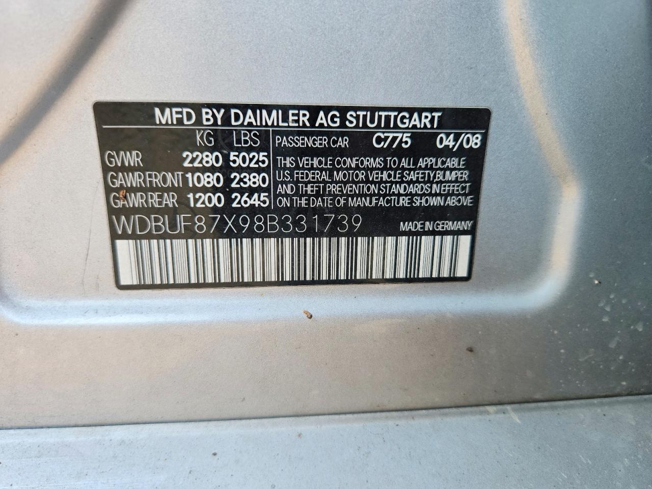 2008 Mercedes-benz E 350 4matic Silver vin: WDBUF87X98B331739