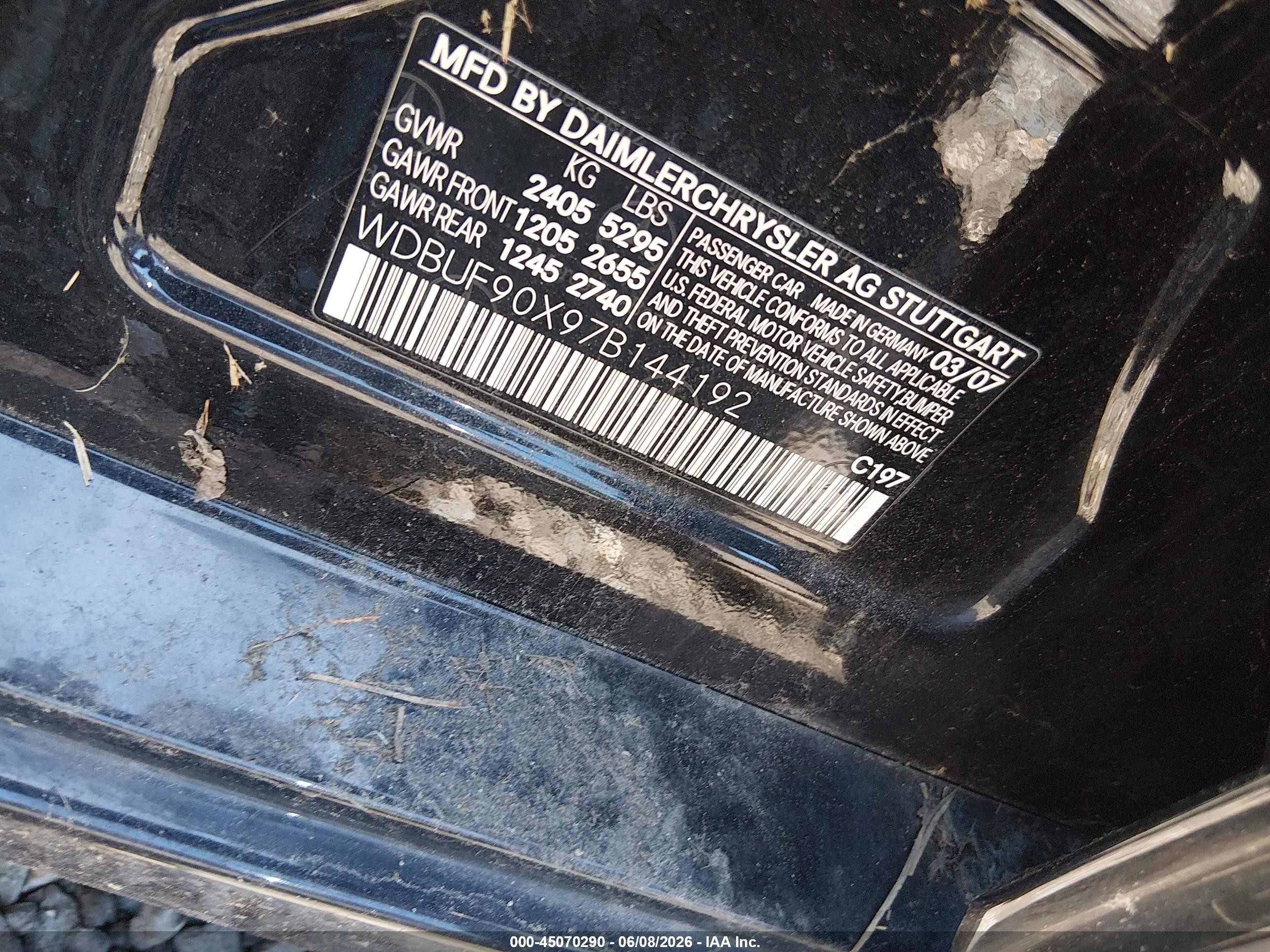 2007 Mercedes-benz E 550 4matic Black vin: WDBUF90X97B144192