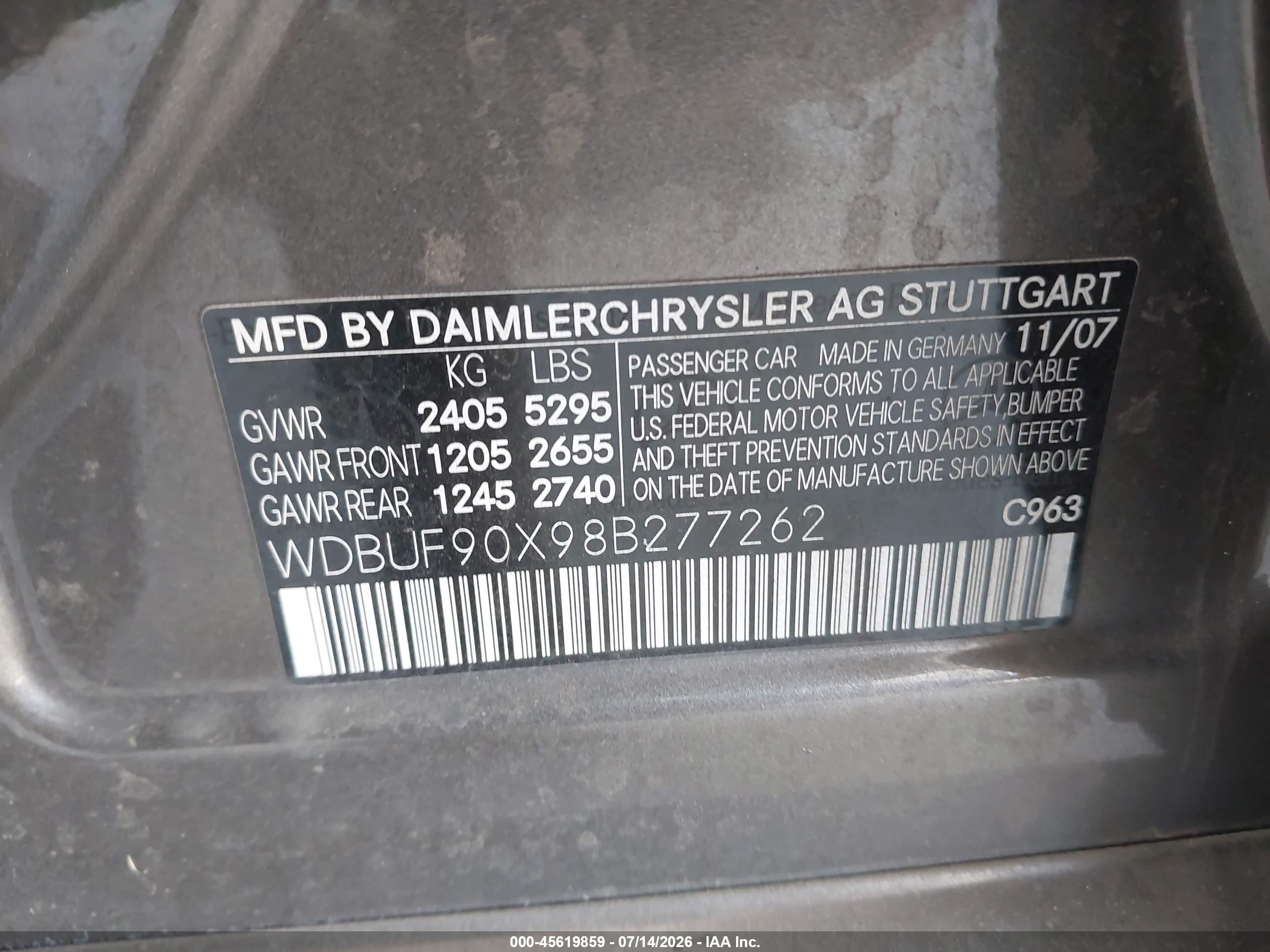 2008 Mercedes-benz E 550 4matic Gray vin: WDBUF90X98B277262
