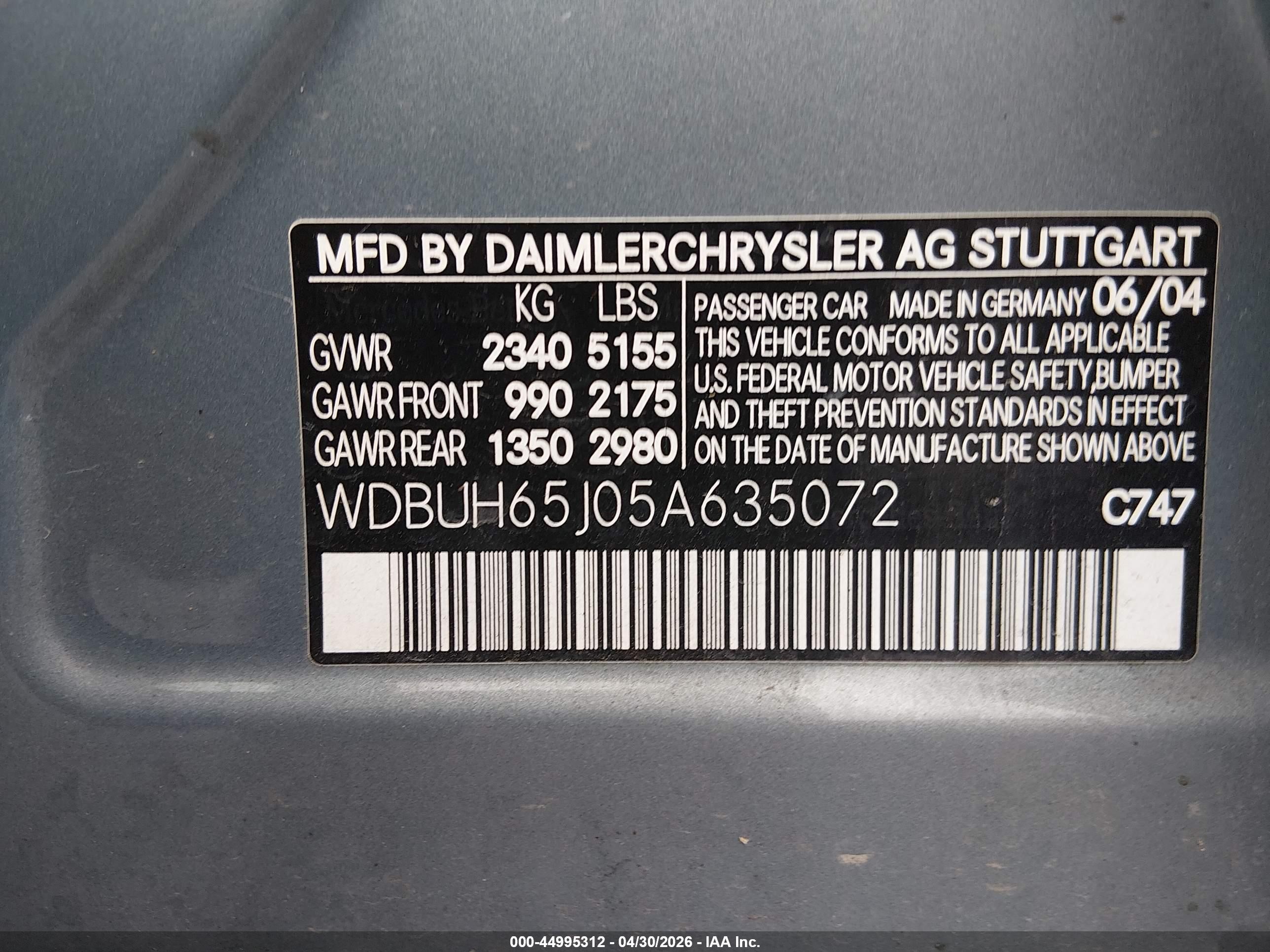 2005 Mercedes-benz E 320   Blue vin: WDBUH65J05A635072