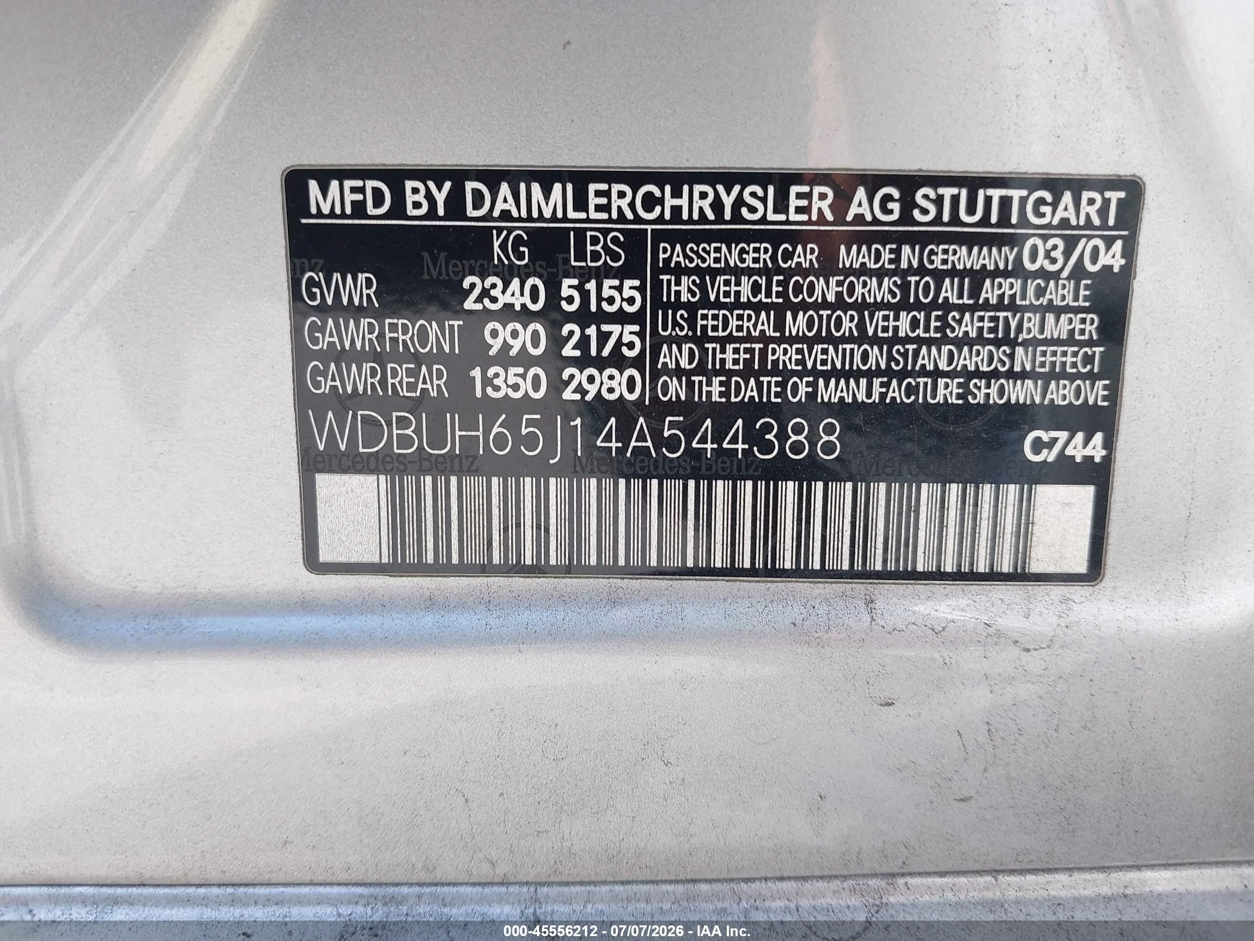 2004 Mercedes-benz E 320   Silver vin: WDBUH65J14A544388