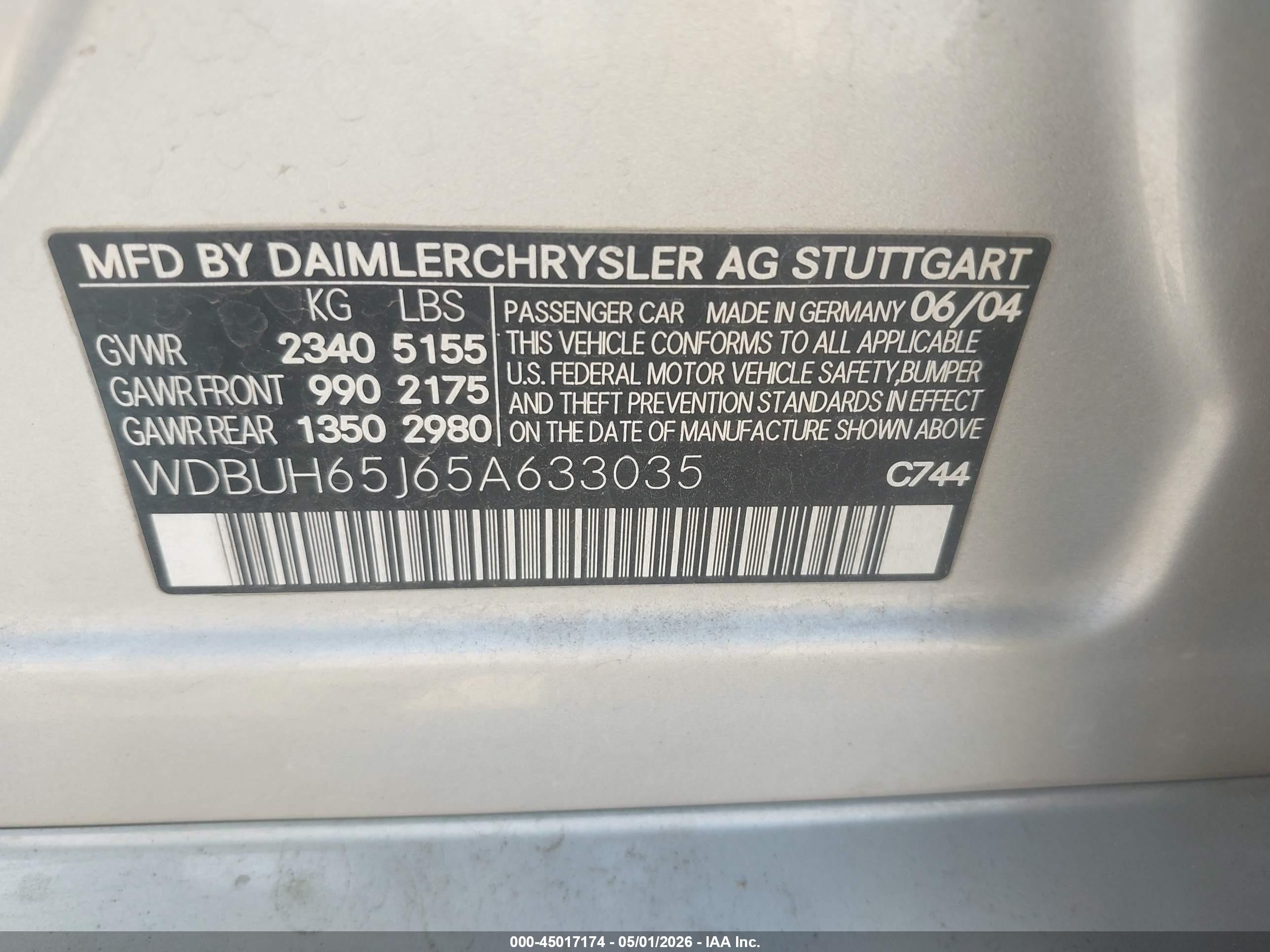 2005 Mercedes-benz E 320   Серебряный vin: WDBUH65J65A633035