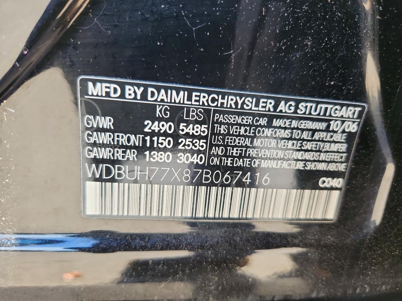 2007 Mercedes-benz E 63 Amg Черный vin: WDBUH77X87B067416