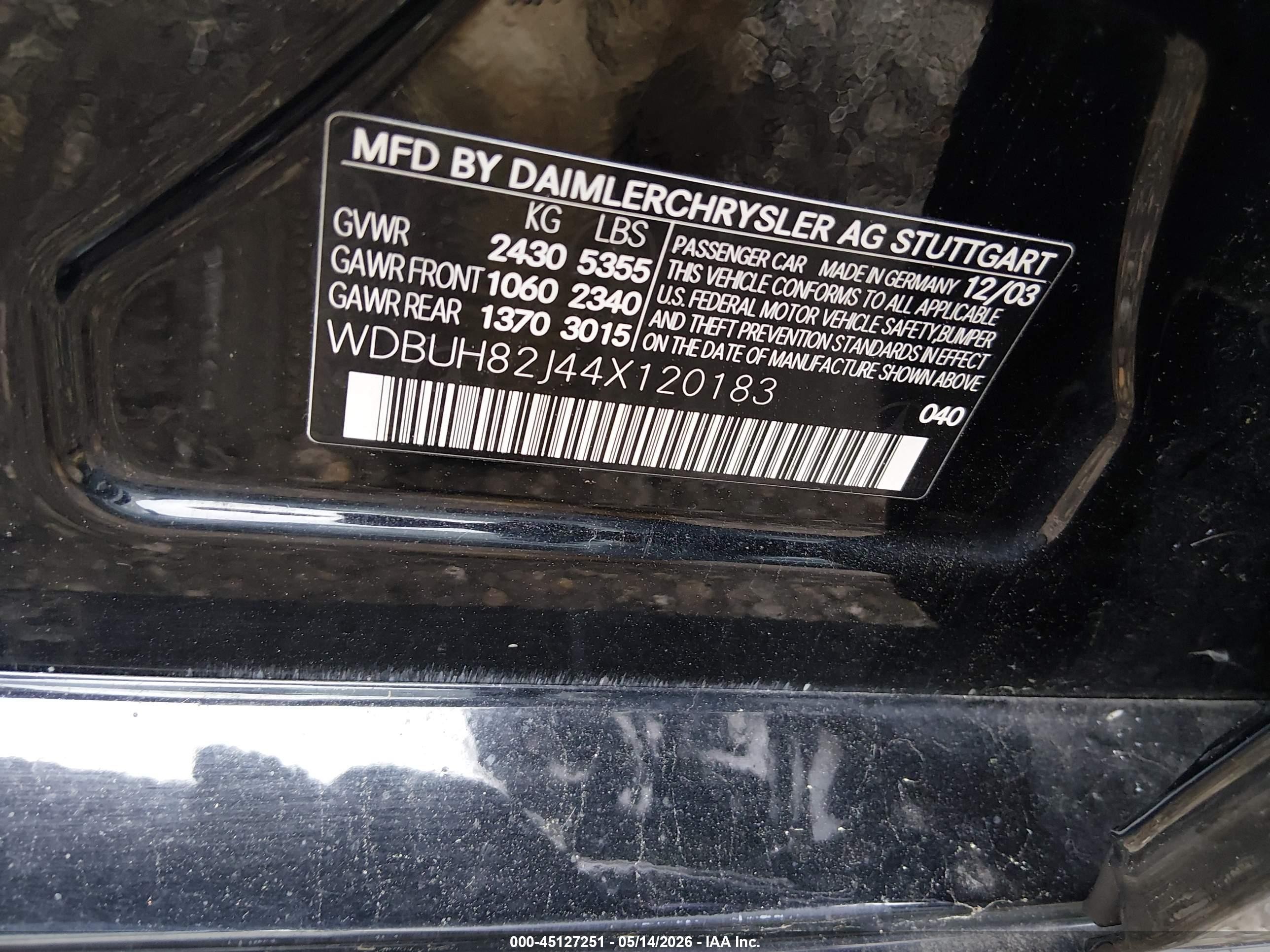 2004 Mercedes-benz E 320 4matic Black vin: WDBUH82J44X120183