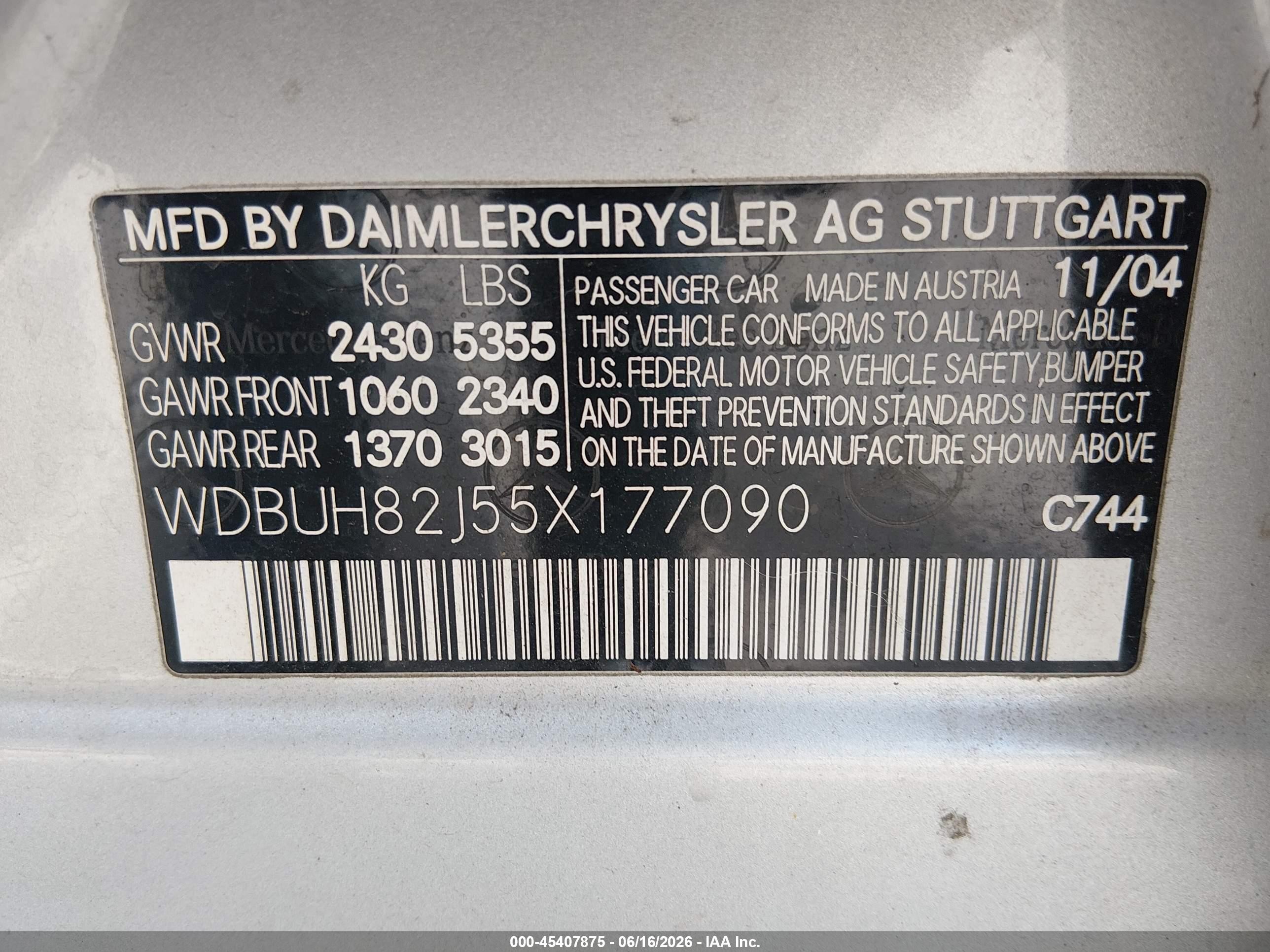 2005 Mercedes-benz E 320 4matic Silver vin: WDBUH82J55X177090