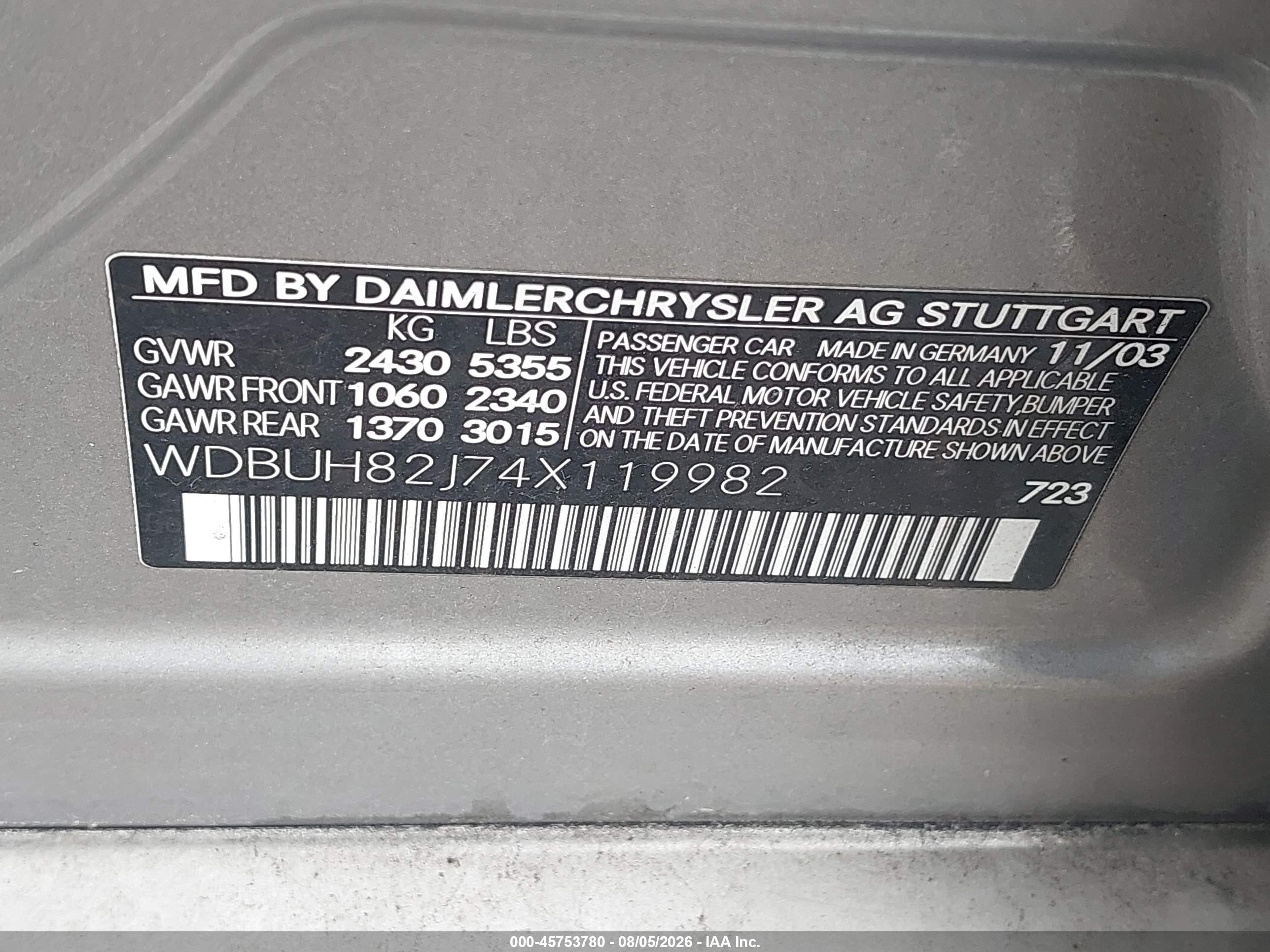 2004 Mercedes-benz E 320 4matic Серебряный vin: WDBUH82J74X119982